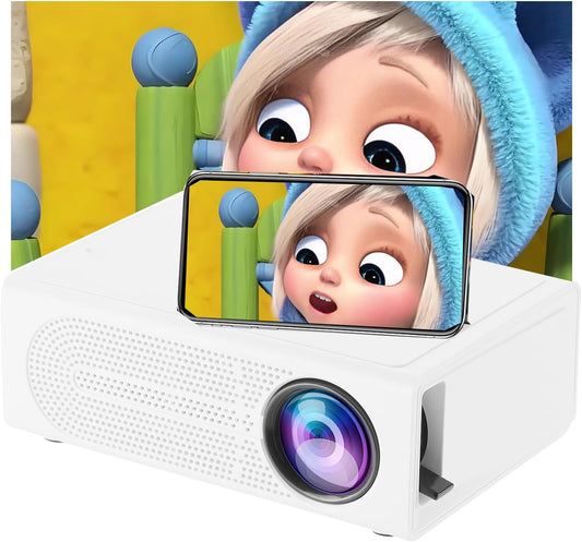 Mini Portable Projector for Iphone - Video Projector HD 1080P Support Pico Movie Projector to Watch Cartoon, Phone Projector Compatible with USB for Kids (White)