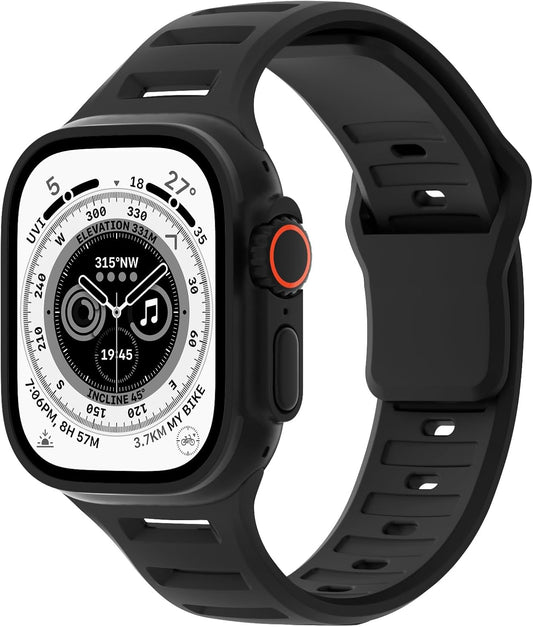 Sport Bands Compatible with Apple Watch 38Mm 40Mm 41Mm 42Mm 44Mm 45Mm 49Mm, Soft Silicone Replacement Waterproof Strap Wristband for Iwatch Series Ultra/Ultra 2 9/8/7/6/5/4/3/2/1 SE Women Men
