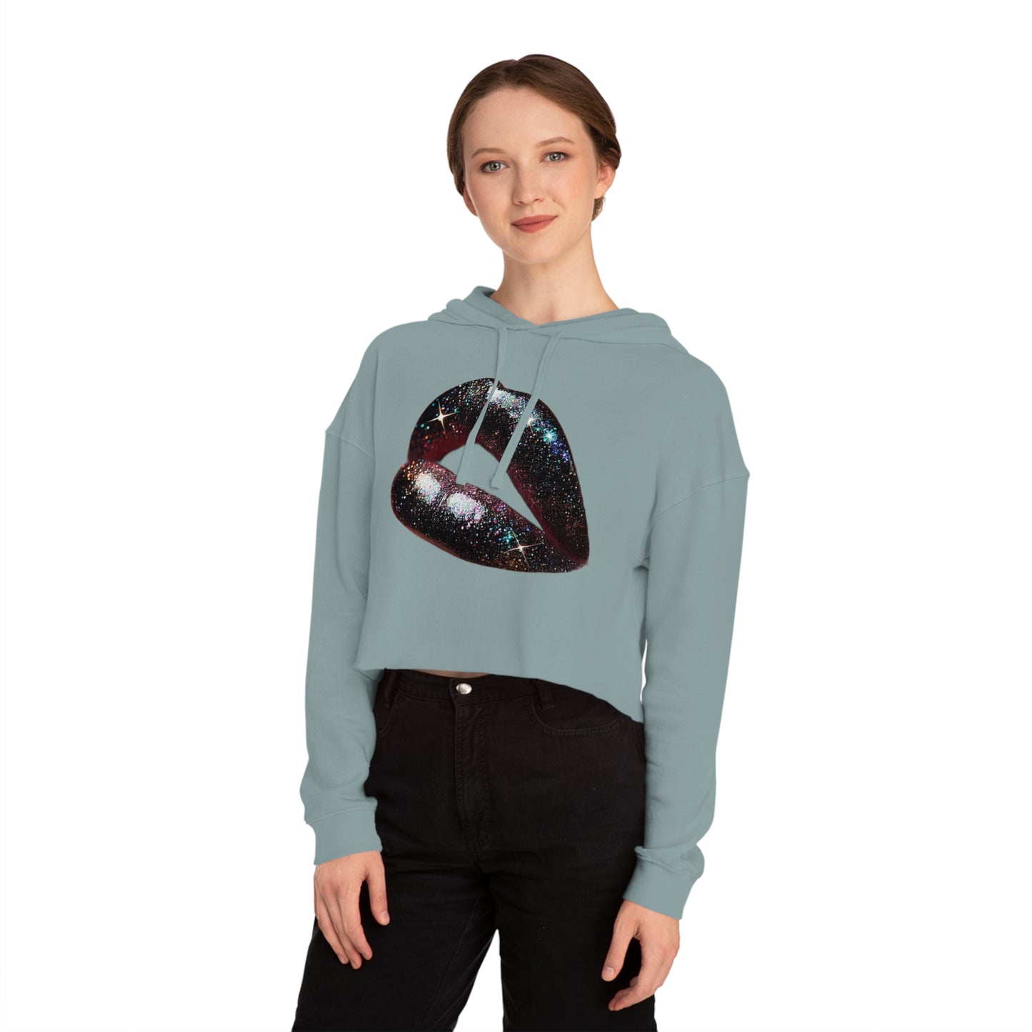 GALAXY LIP GLOSS Women’s Cropped Hooded Sweatshirt