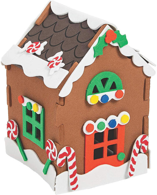 3D Gingerbread House Craft Kit - Makes 12 Houses - Christmas Crafts for Kids and Fun Home Activities