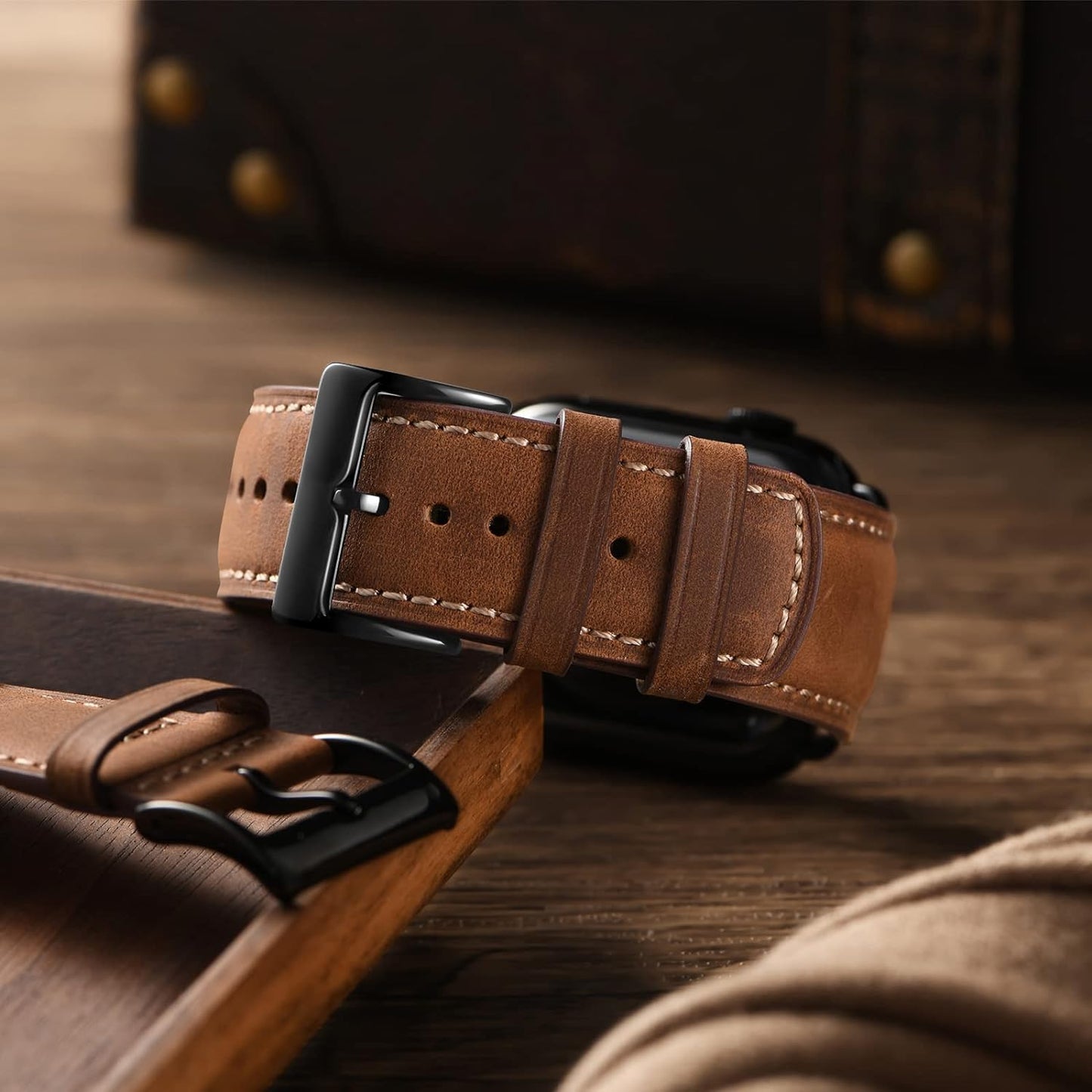 Leather Bands Compatible with Apple Watch Band 49Mm 45Mm 44Mm 42Mm for Men Women, Top Grain Genuine Leather Replacement Strap for Iwatch Ultra2 Ultra SE2 SE Series 9 8 7 6 5 4 3 2 1