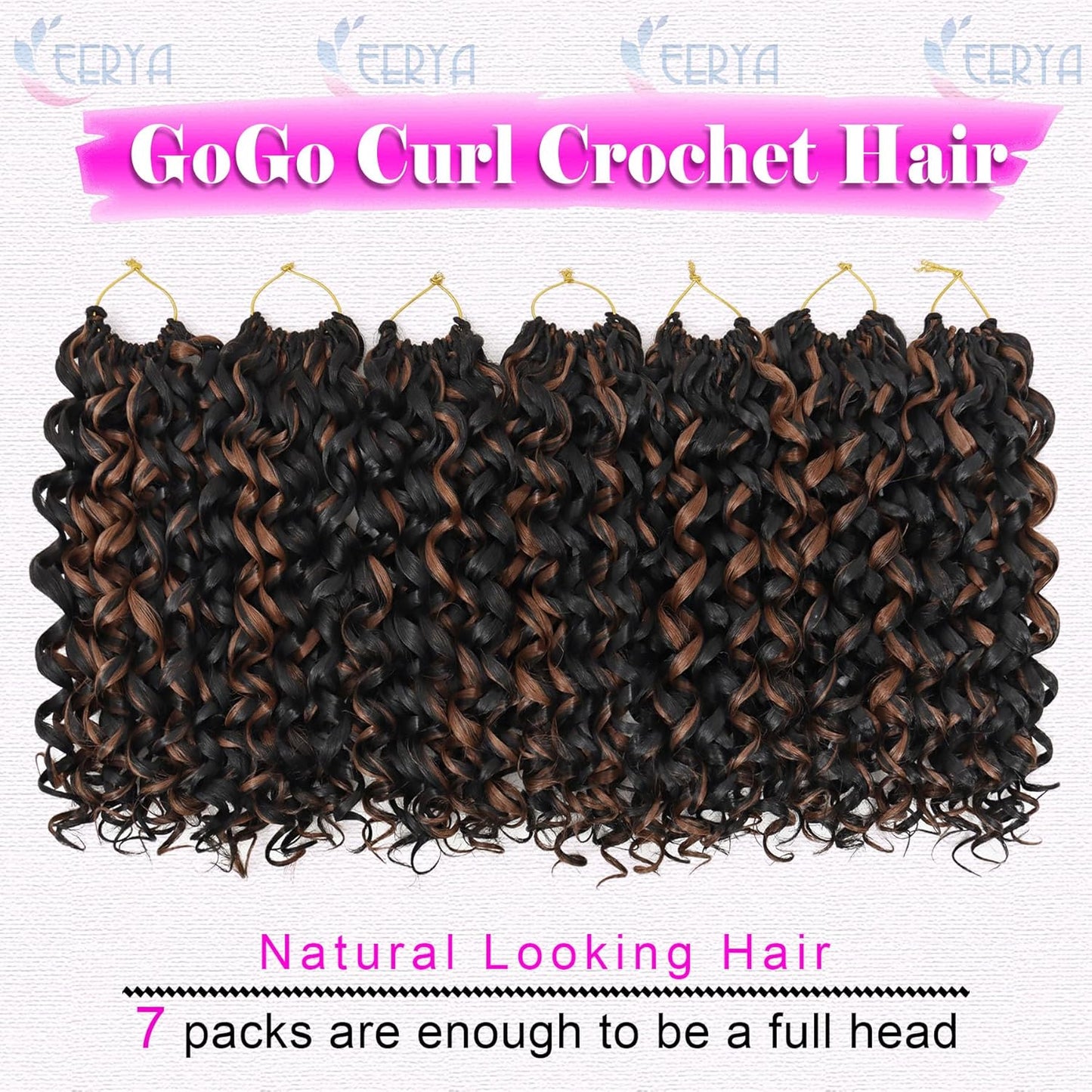 7 Packs Gogo Curl Crochet Hair 10 Inch Short Curly Crochet Hair for Women Water Wave Beach Curl Deep Twist Crochet Braids Synthetic Braiding Hair Extensions(10 Inch, P30)