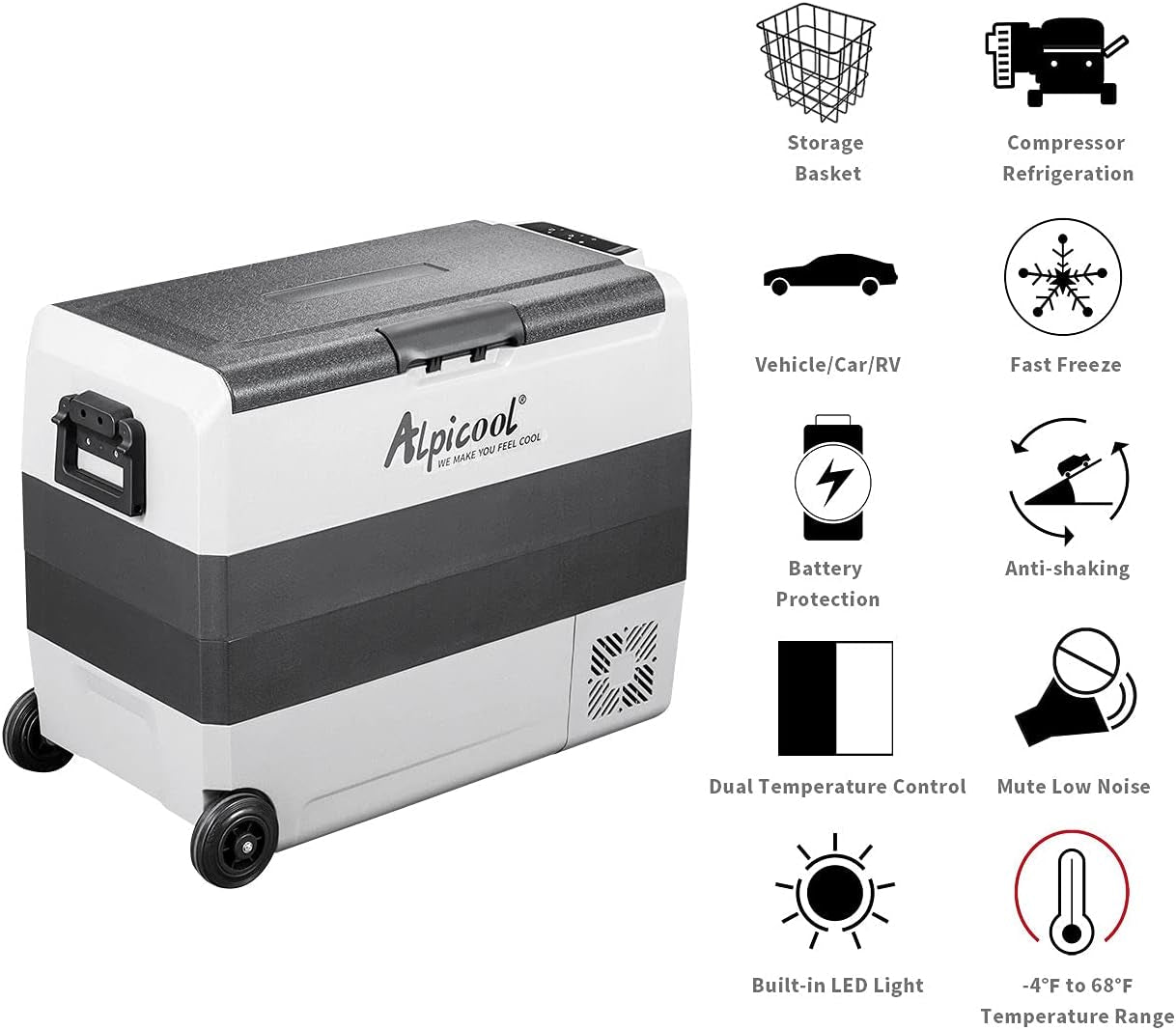 T60 Dual Temperature Control 12 Volt Refrigerator 63 Quart Portable Car Fridge Freezer (-4°F~68°F) for Truck, RV, Boat, Camping and Travel TRUCK DRIVER