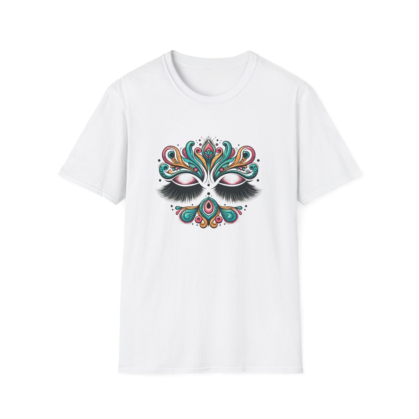 Colorful Mandala Unisex Softstyle T-Shirt – Bohemian LASHES Vibe for Art Lovers