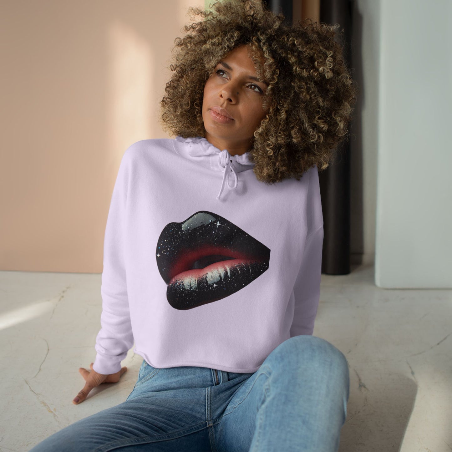 GALAXY LIPS GLOSSY Crop Hoodie