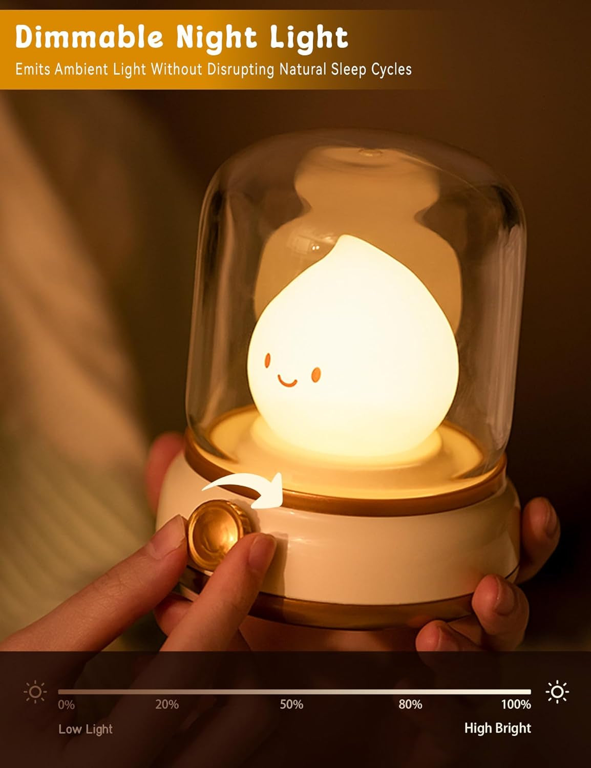 Cute Flameless Candles Lamp, Kids Night Light,Candle Warmer Lamp, Cute Kerosene Lamp,Cute Decor,Adjustable Dimmable Rechargeable Night Light for Kids,Girls,Teenager Kids Bedrooma
