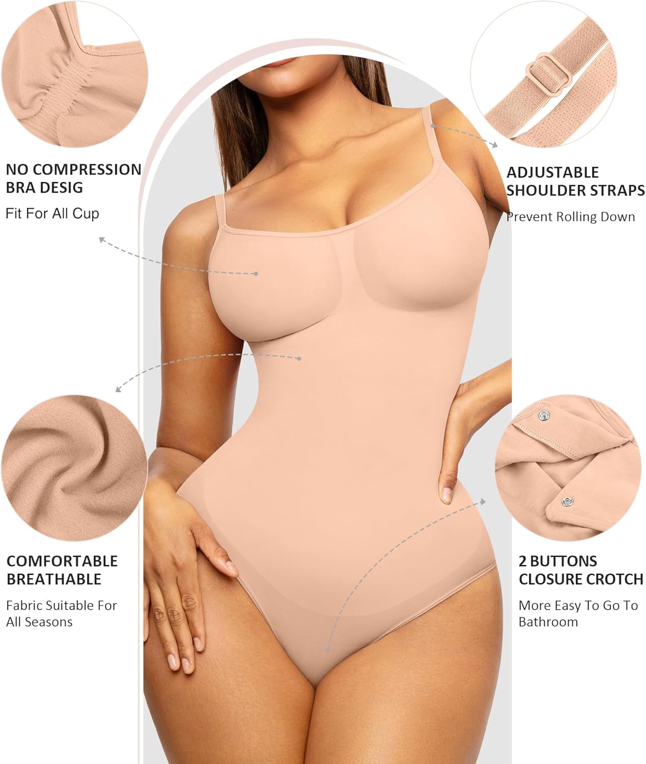Shapewear Bodysuit Sculpting Tummy Control Body Shaper for Women Seamless plus Size Butt Lifting Shaper
