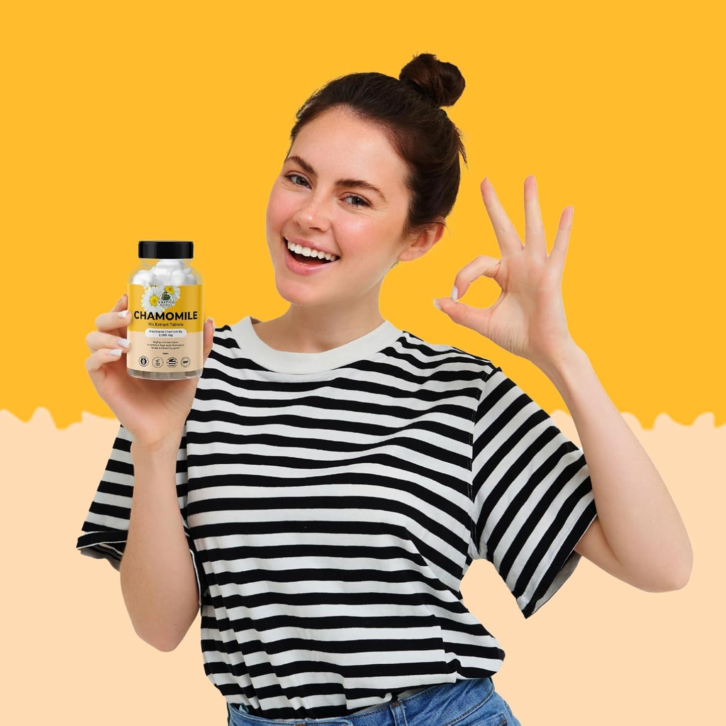 Organic Chamomile Extract Tablets - Matricaria Chamomilla Plant-Based Supplement - 10X Extract 2000 MG Each - Promotes Relaxation - 30 Tablets TLBH