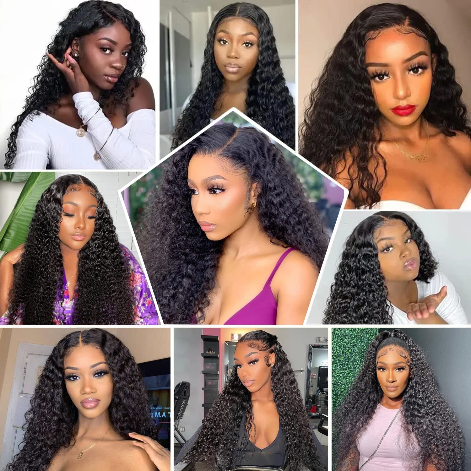 Deep Wave Lace Front Wigs Human Hair for Black Women 13X4 Curly Lace Frontal Wigs Wet and Wavy HD Transparent Lace Front Wigs Human Hair Pre Plucked with Baby Hair 180% Density 20Inch