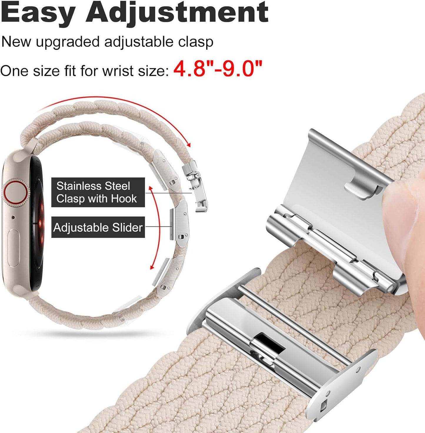 Compatible for Apple Watch Band 38Mm 40Mm 41Mm 42Mm 44Mm 45Mm 49Mm for Women Men,Stretchy Solo Loop Strap Adjustable Elastic Nylon Braided Wristband for Iwatch Series 9 8 7 6 SE 5 4 3 Ultra 2 1