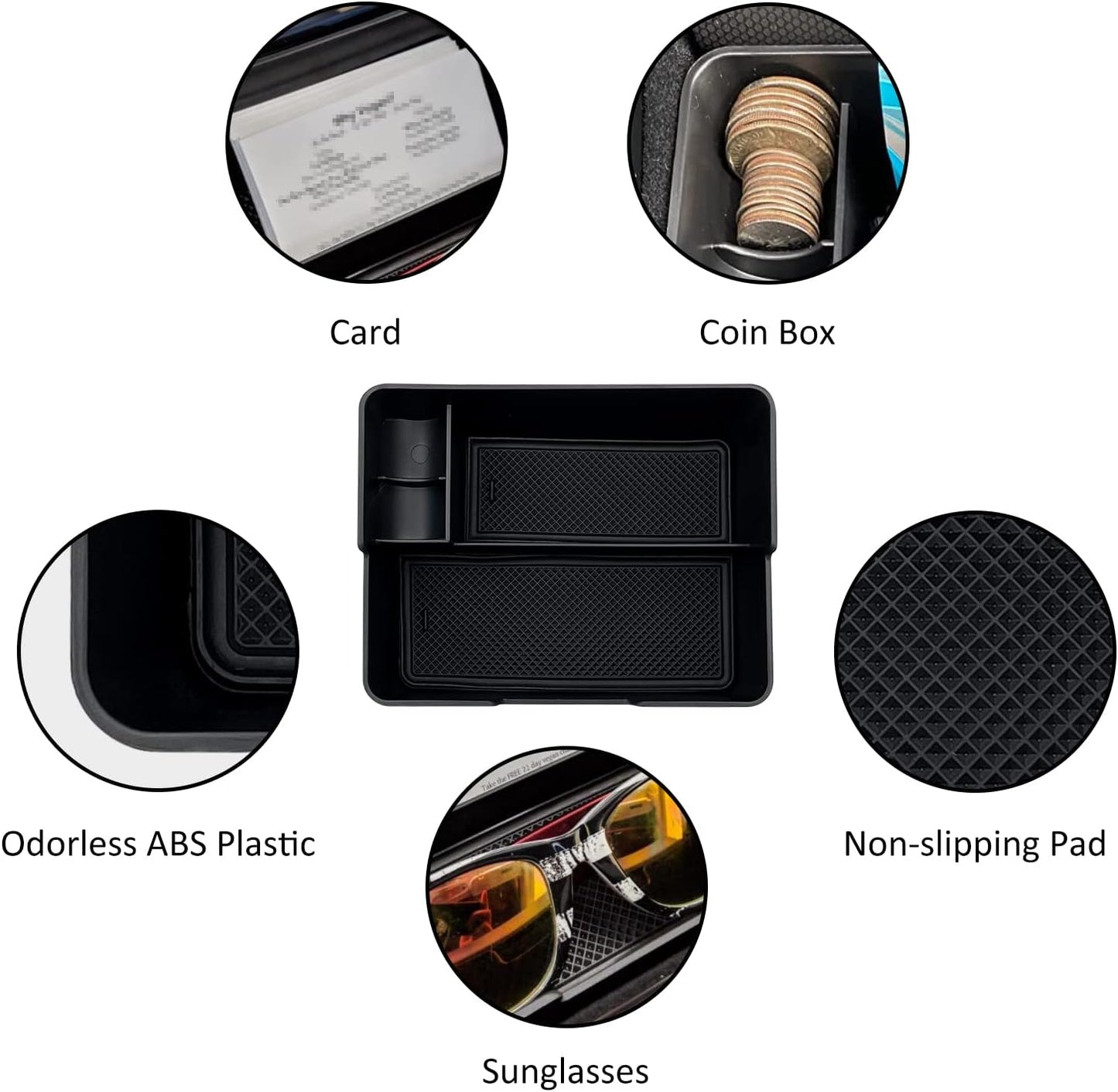 Compatible with Tesla Model 3/Y Accessories Center Console Organizer Tray Fits for Tesla Model 3 2017 2018 2019 2020 /Model Y 2020 （The Cover Closed Rotary Version）