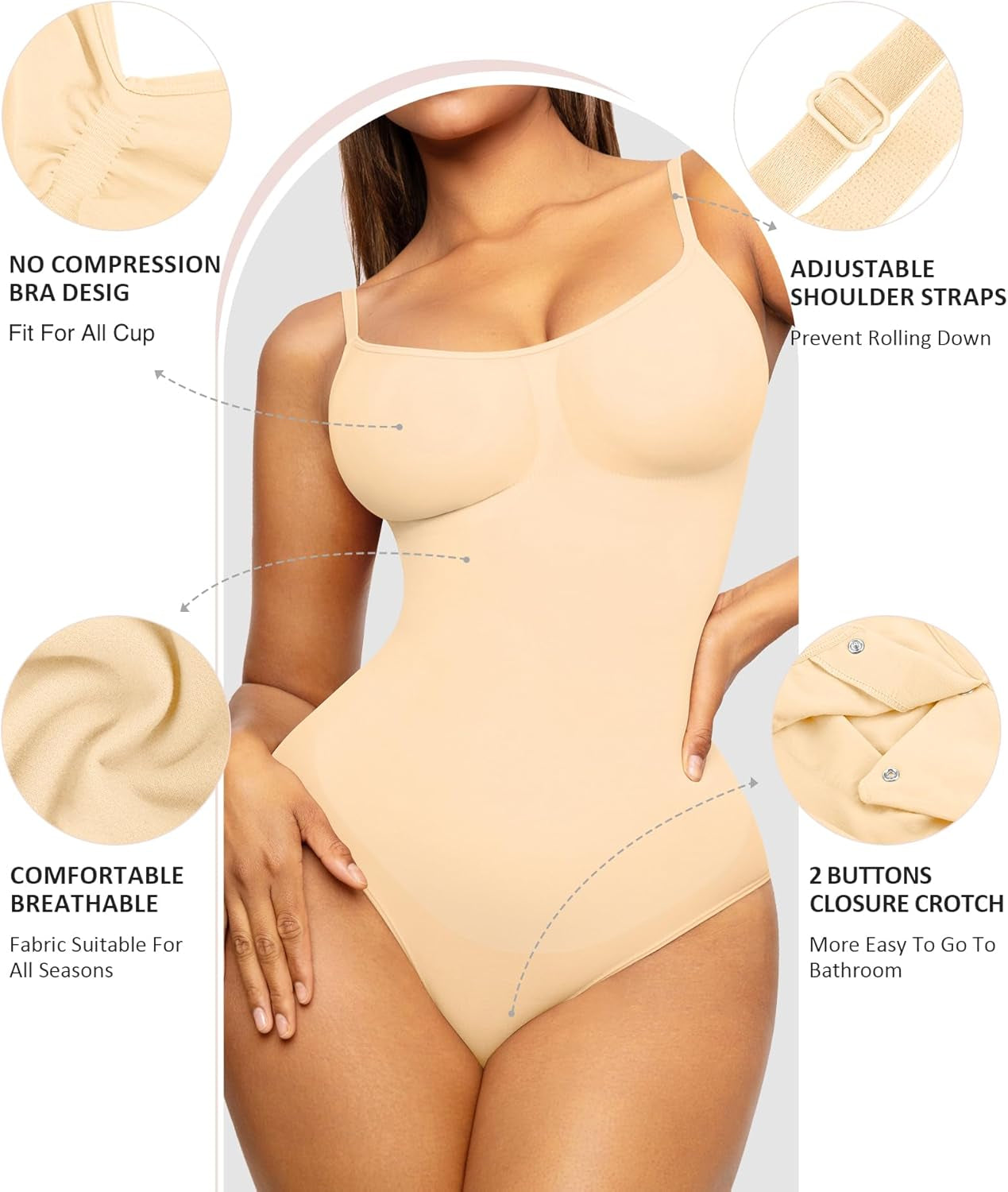 Shapewear Bodysuit Sculpting Tummy Control Body Shaper for Women Seamless plus Size Butt Lifting Shaper