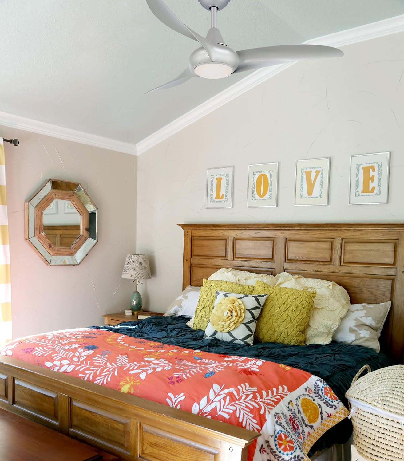 F845-SL Light Wave 44" Ceiling Fan with LED Light and Remote Control in Silver Finish