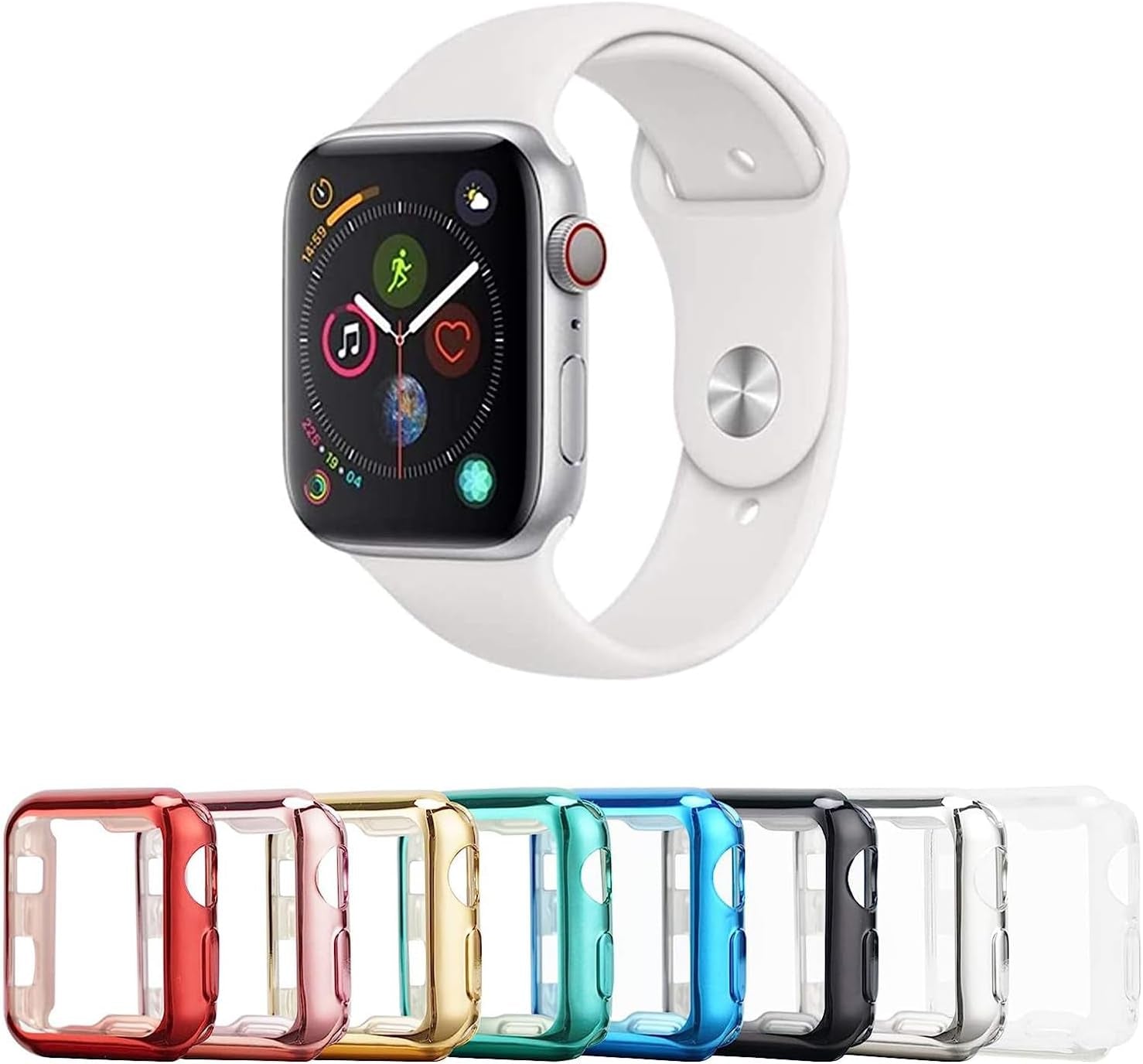 8 Pack 42Mm Case Compatible with Apple Watch Series 3 and Series 2 Screen Protector Overall Protective Ultra-Thin TPU HD Clear Cover - (Clear+Black+Gold+Rose Gold+Red+Blue+Green+Silver)