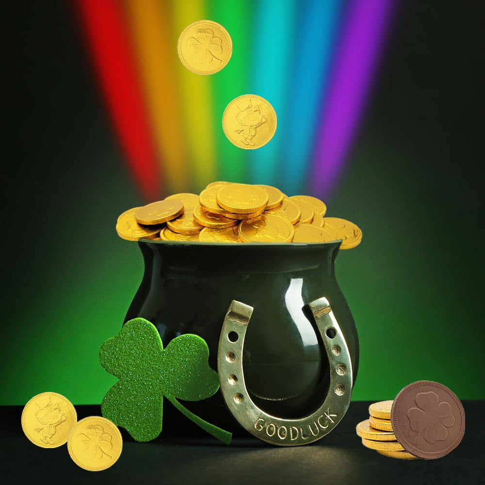 St. Patrick'S Day Chocolate Coins Lucky Gold Coins Foils, Belgian Milk Chocolate Coins Bag Nut-Free (25-Pack)
