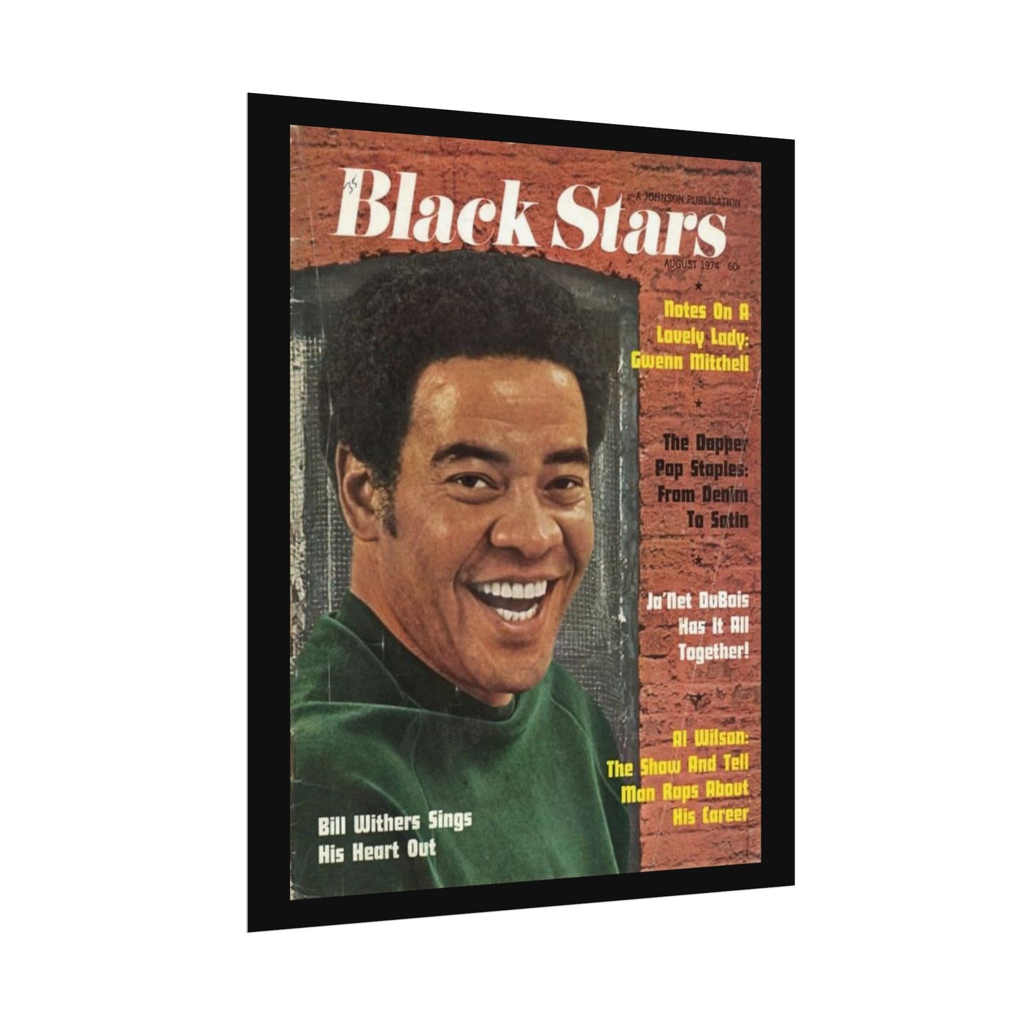 Vintage Music Rolled Posters - Bill Withers, August 1974 Design