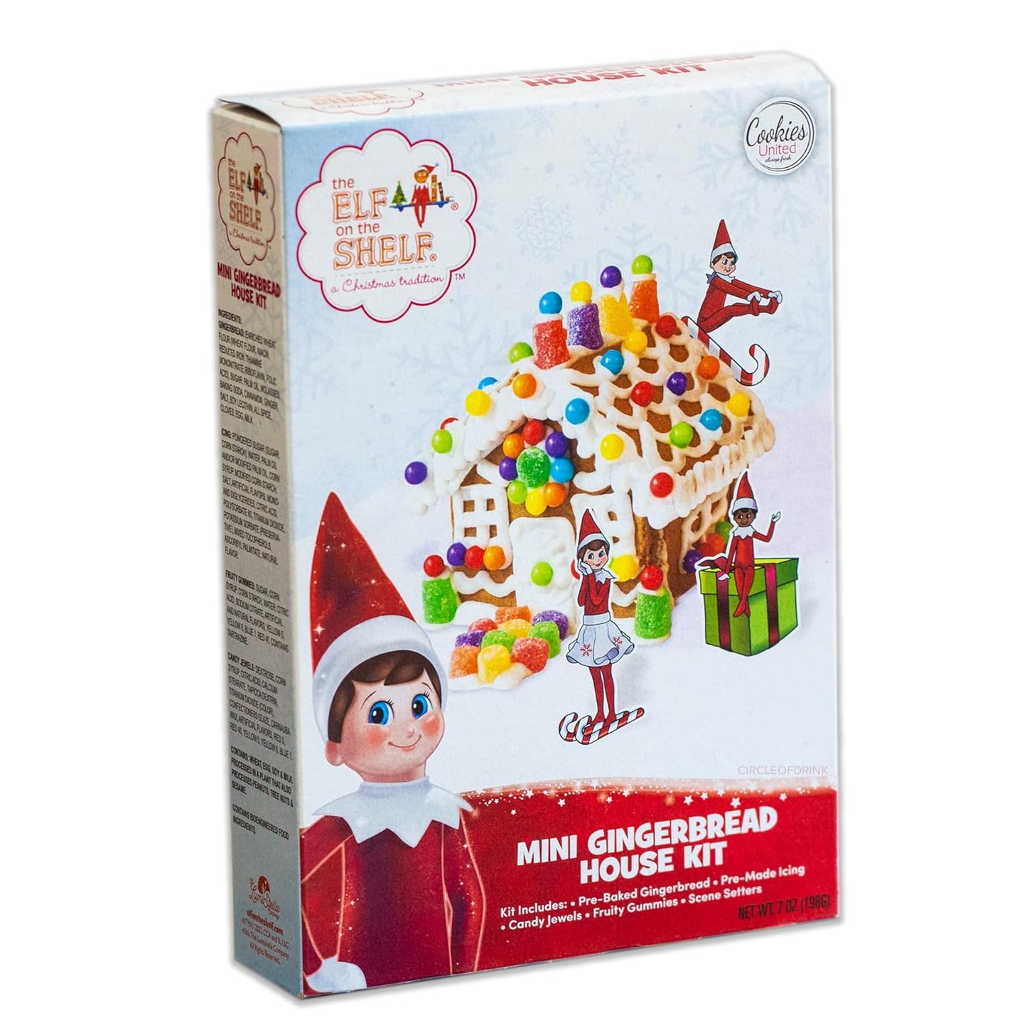 Elf on the Shelf Mini Holiday Gingerbread House Kit - Includes Everything - Pre-Baked Cookies, Candy, Icing Etc. - 7Oz, 198G - 1 PACK
