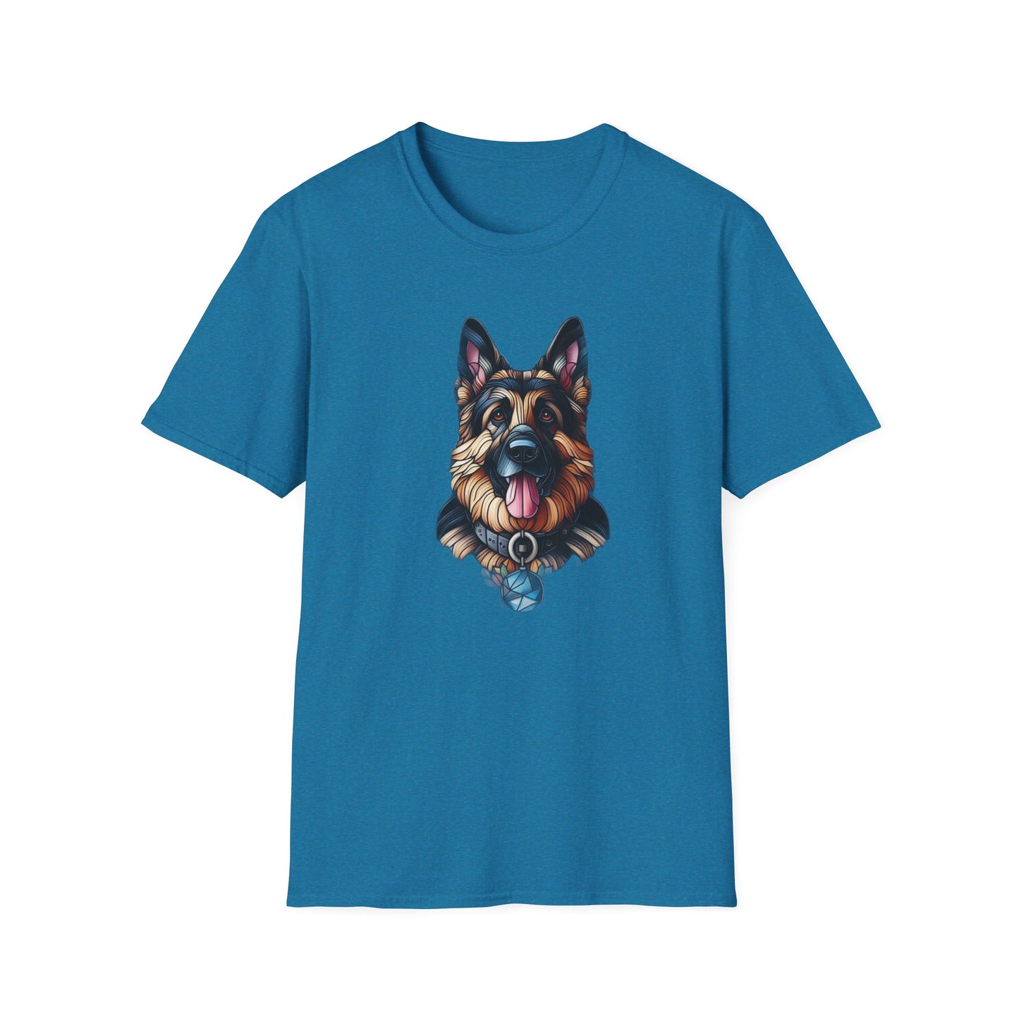 German Shepherd Stained Glass Unisex Softstyle T-Shirt