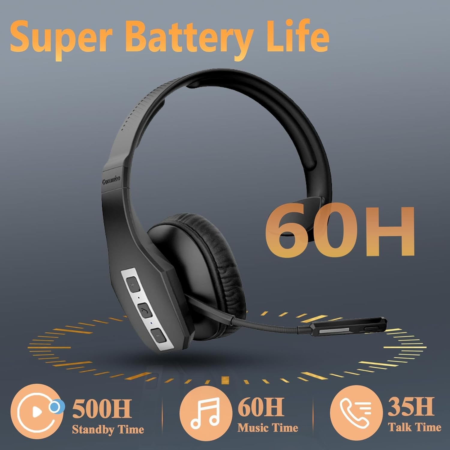 Trucker Bluetooth Headset (JBT600) with Tri-Mic Noise Cancelling, CVC 8.0, Mute Button, 60Hrs Battery Life – Wireless Headset for Truck Drivers, Cell Phones & Office Use TRUCK DRIVER