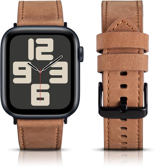 Vintage Leather Band Compatible with Apple Watch 49Mm 45Mm 44Mm 42Mm 41Mm 40Mm 38Mm, Adjustable Genuine Strap for Men & Women, Fits SE Ultra & Series 9 8 7 6 5 4 3 2 1, Multiple Colors