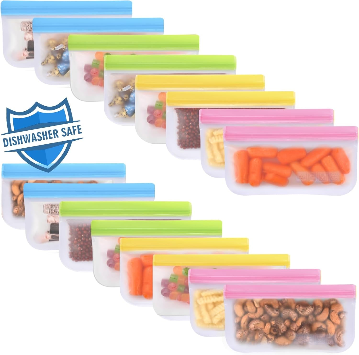 6 Pack Reusable Gallon Freezer Bags Dishwasher Safe, BPA Free Reusable 1 Gallon Bags Silicone, Leakproof Reusable Storage Bags for Marinate Meats, Cereal, Vegetables, Home Organization(Grey)