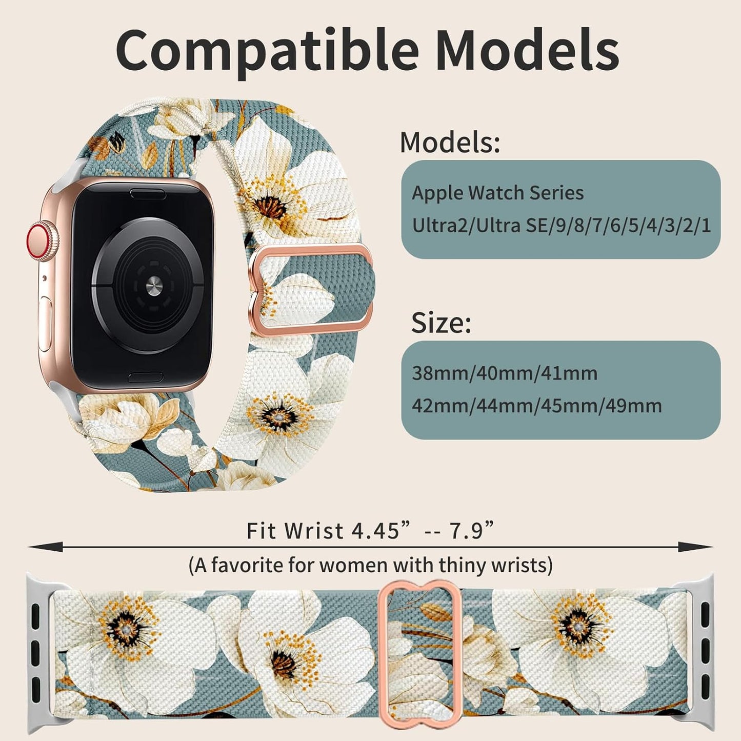 Stretchy Band Compatible with Apple Watch 38Mm 40Mm 41Mm 42Mm 44Mm 45Mm 49Mm for Women,Gradient Color Nylon Adjustable Straps for Iwatch Series 9 8 7 6 SE 5 4 3 2 1 Ultra Ultra 2