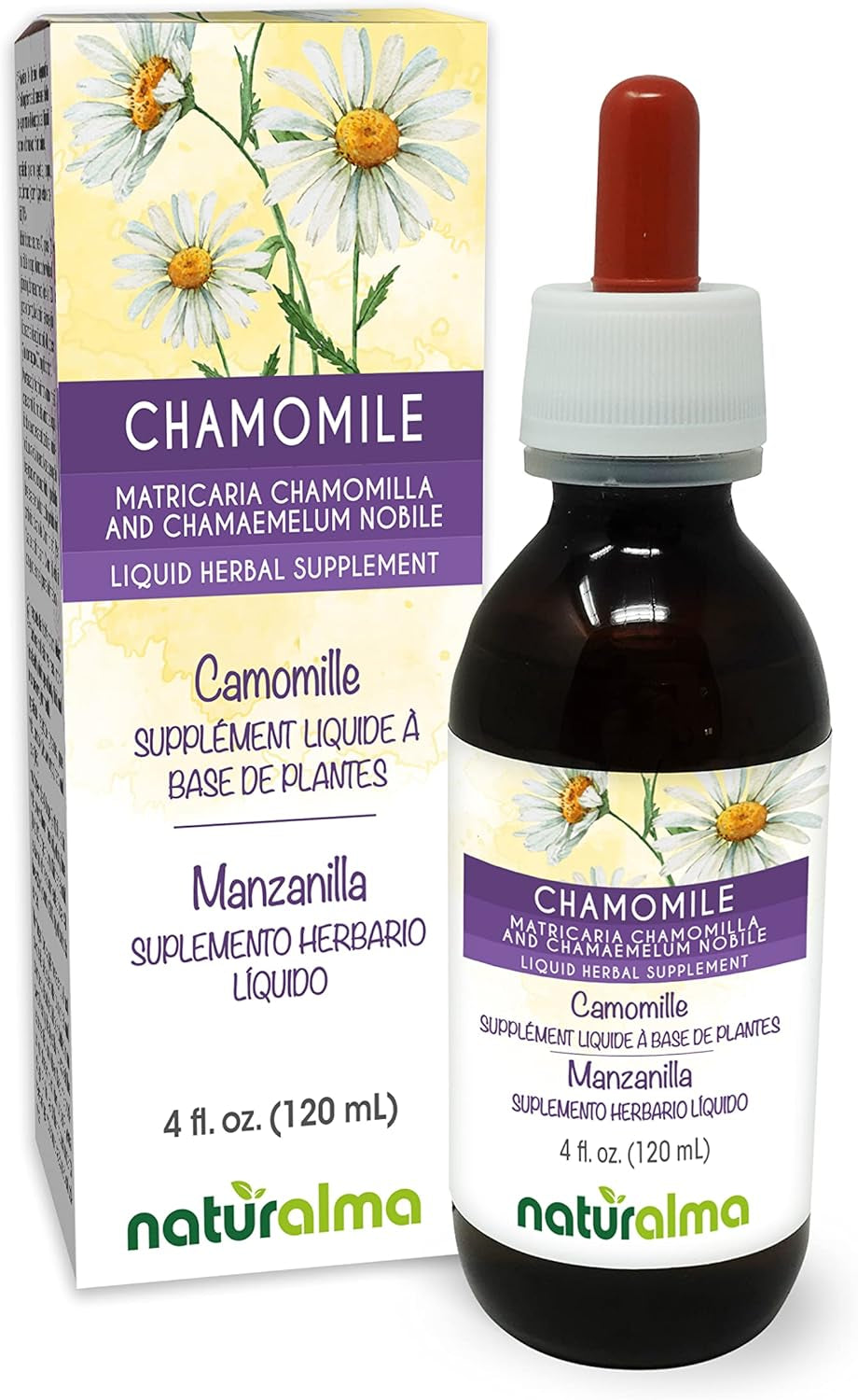 German and Roman Chamomile (Matricaria Chamomilla and Chamaemelum Nobile) Flower Alcohol-Free Tincture - 4 Fl Oz Liquid Extract in Drops - Herbal Supplement - Vegan TLBH