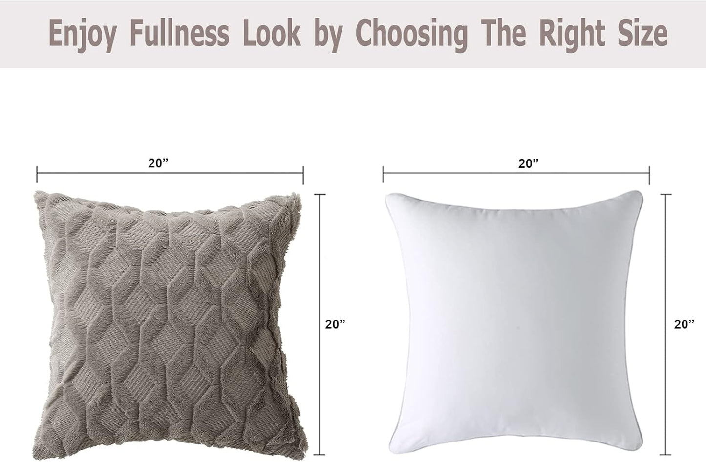 Pack of 2 Faux Wool Throw Pillow Covers 20X20 Inches Decorative Farmhouse Velvet Couch Pillow Case Soft Plush Square Boho Cushion Pillowcase, Dark Grey