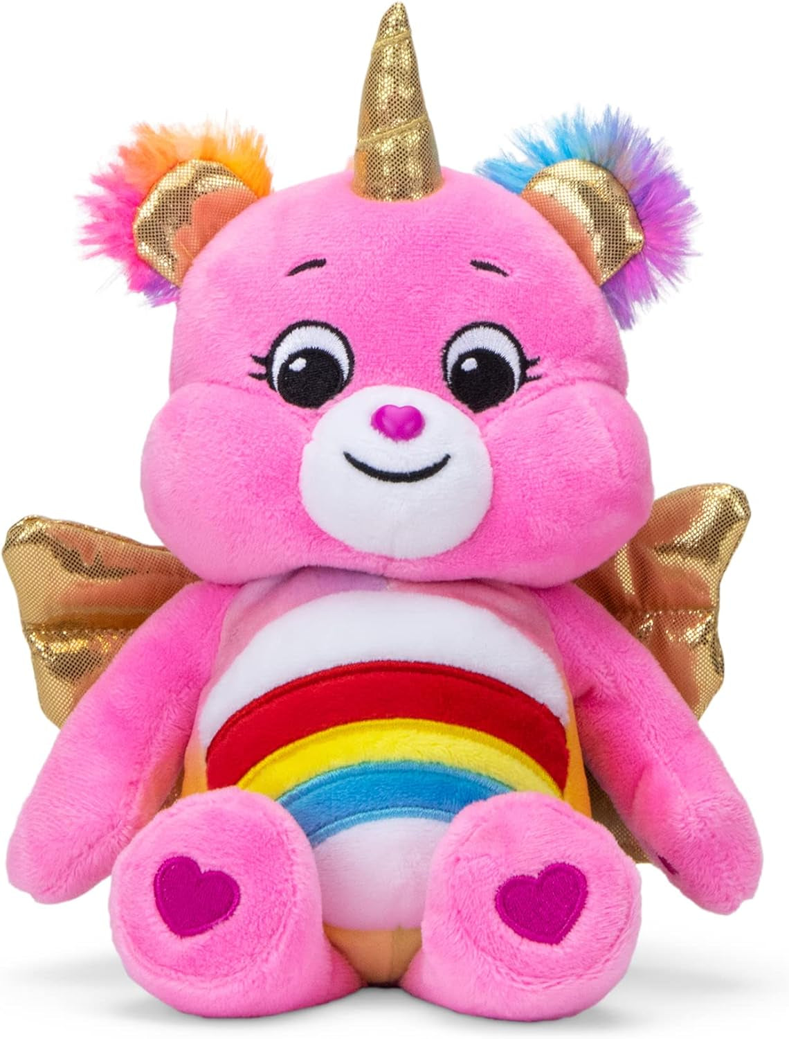 Care Bears 22Cm Bean Plush - Pegasus Cheer, Collectable Cute Soft Toy, Unicorn Cuddly Toy for Boys and Girls, Small Care Bear Teddy, Plushie for Children Ages 4 5 6 7 +, Pink with Gold Wings UK