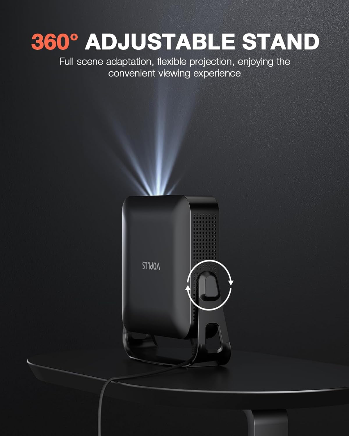 【360°Adjustable Stand & Auto Focus/Keystone】Mini Projector with Wifi and Bluetooth, 550ANSI Native 1080P Portable Outdoor Movie Projector,  Home Projector 4K Support for Hdmi/Usb/Phone/Pc(Black)