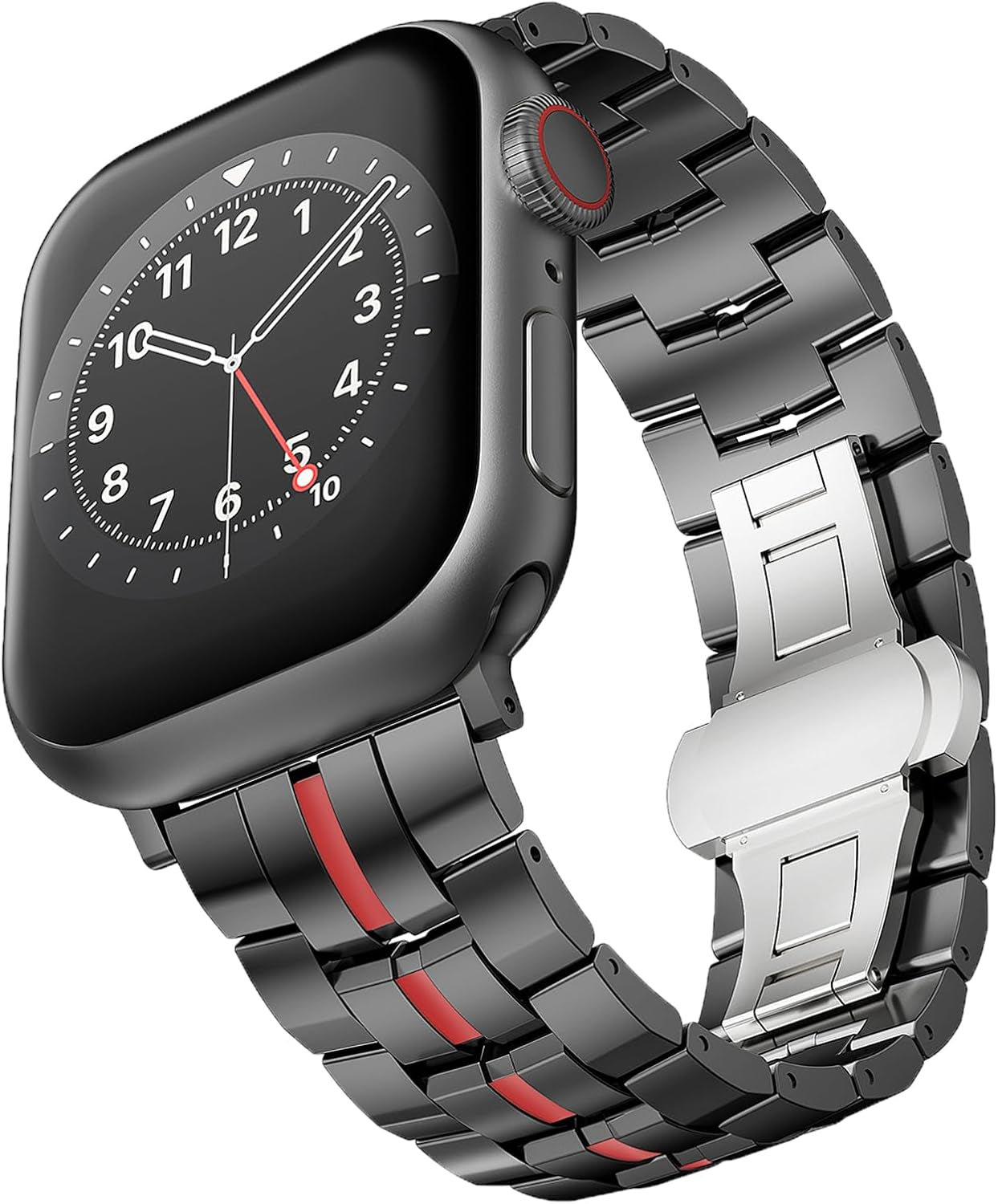 Compatible with Apple Watch 49Mm 45Mm 44Mm 42Mm 41Mm 40Mm 38Mm Stainless Steel Metal Band,Business Bracelet Rugged Strap for Apple Watch Series SE2 SE Ultra2 Ultra 10 9 8 7 6 5 4 3 2 1 Strap