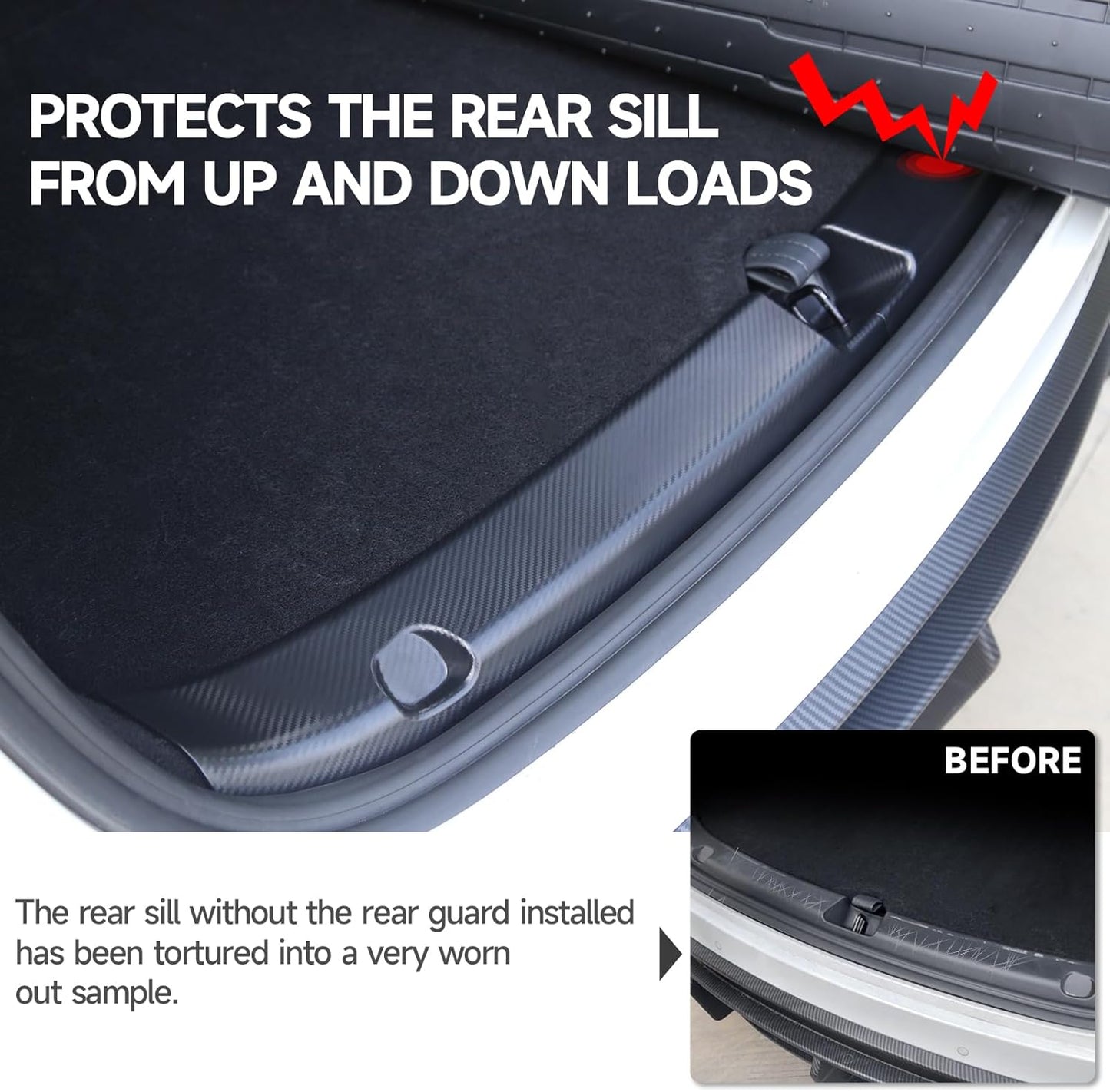 Rear Bumper Guard for Tesla Model Y Accessories 2025 2024 2023 2022 2021, ABS Trunk Door Sill Protector, 3D Carbon Fiber