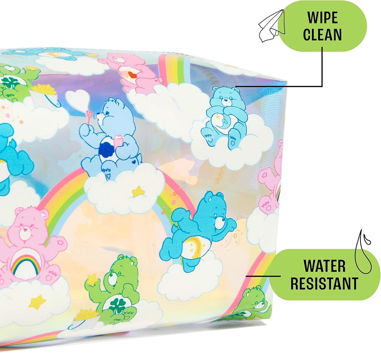 Care Bears Pencil Case - Back to School Supplies Gifts for Girls, Clear Travel Makeup Bag with Easy Glide Zipper and Water Resistant, Wipes Clean UK