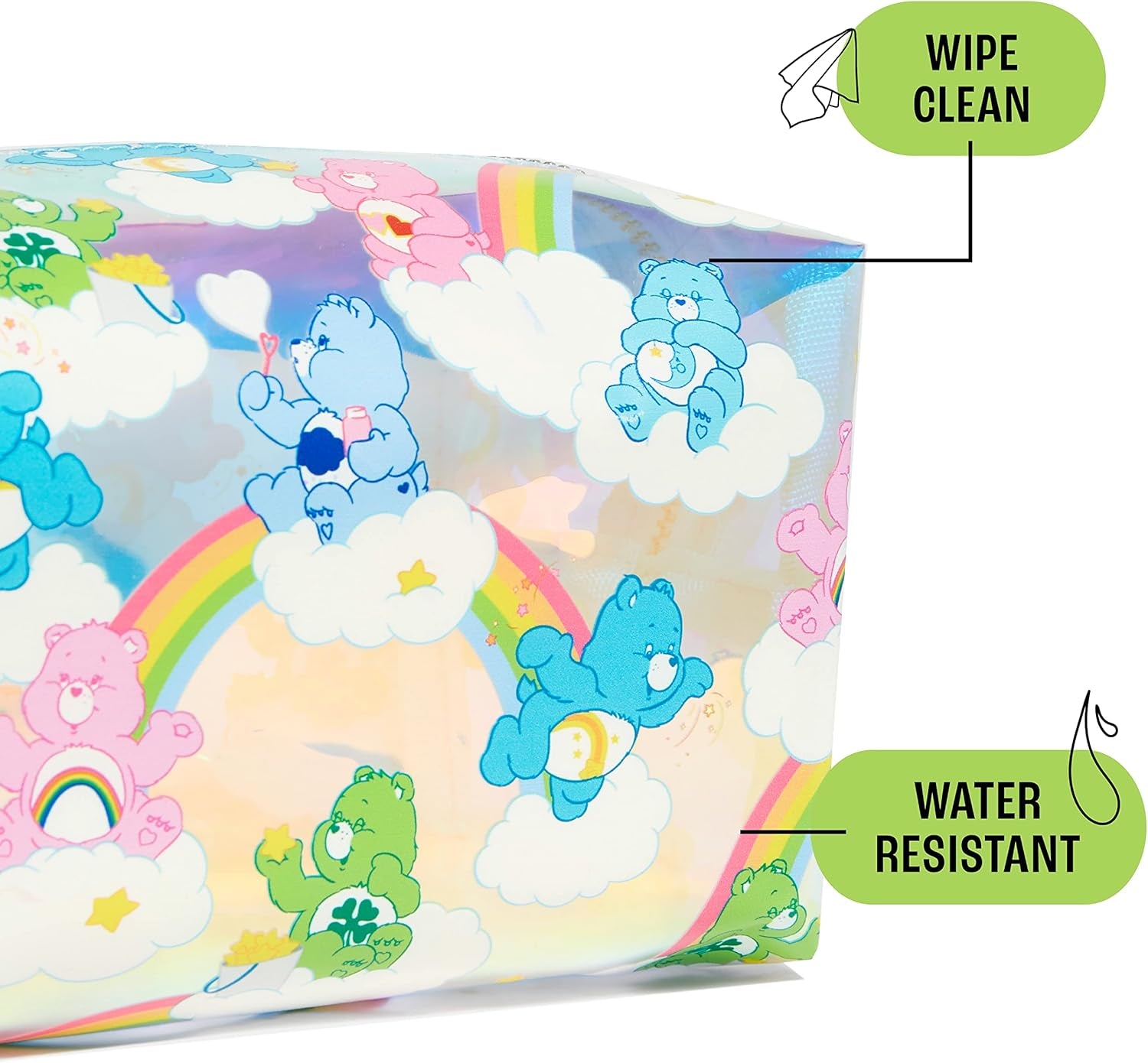 Care Bears Pencil Case - Back to School Supplies Gifts for Girls, Clear Travel Makeup Bag with Easy Glide Zipper and Water Resistant, Wipes Clean UK