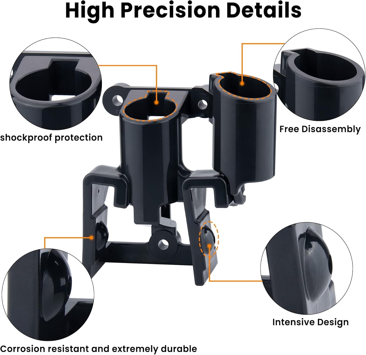 Glad Hand Holder,  2 Plugs and 2 Gladhand Holder for Semi Truck, Air Brake Coiled and Electric Power Cable Organizer Bracket - Black TRUCK DRIVER