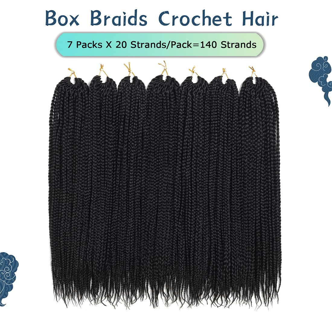 Crochet Box Braids Hair Pre Looped Goddess Box Braids Crochet Braiding Hair 7 Packs Crochet Box Braids 3X Box Braids Crochet Hair (14 Inch, 1B)