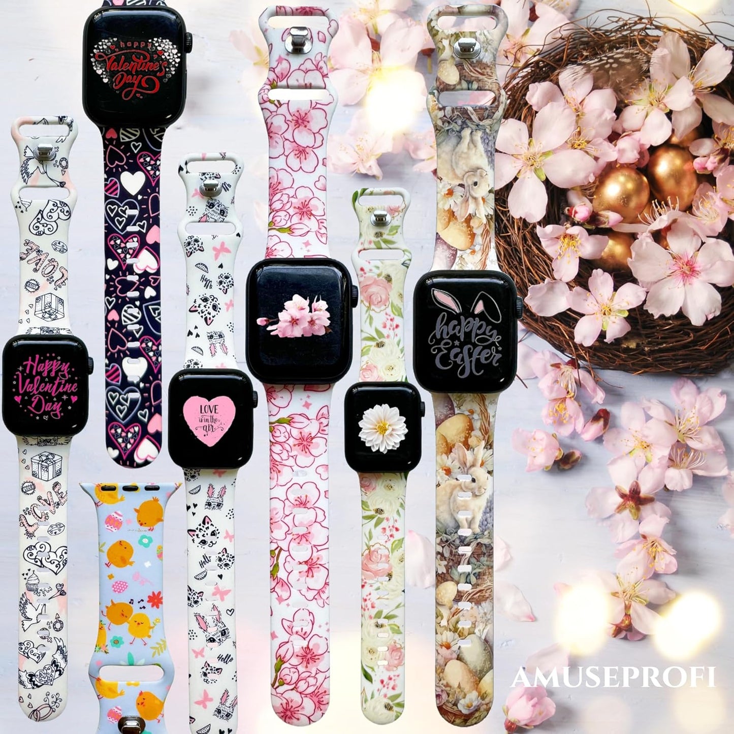 Cute Silicone Watch Bands Compatible for Apple Watch Bands for Women 38Mm 40Mm 41Mm 42Mm 44Mm 45Mm 49Mm Iwatch Bands