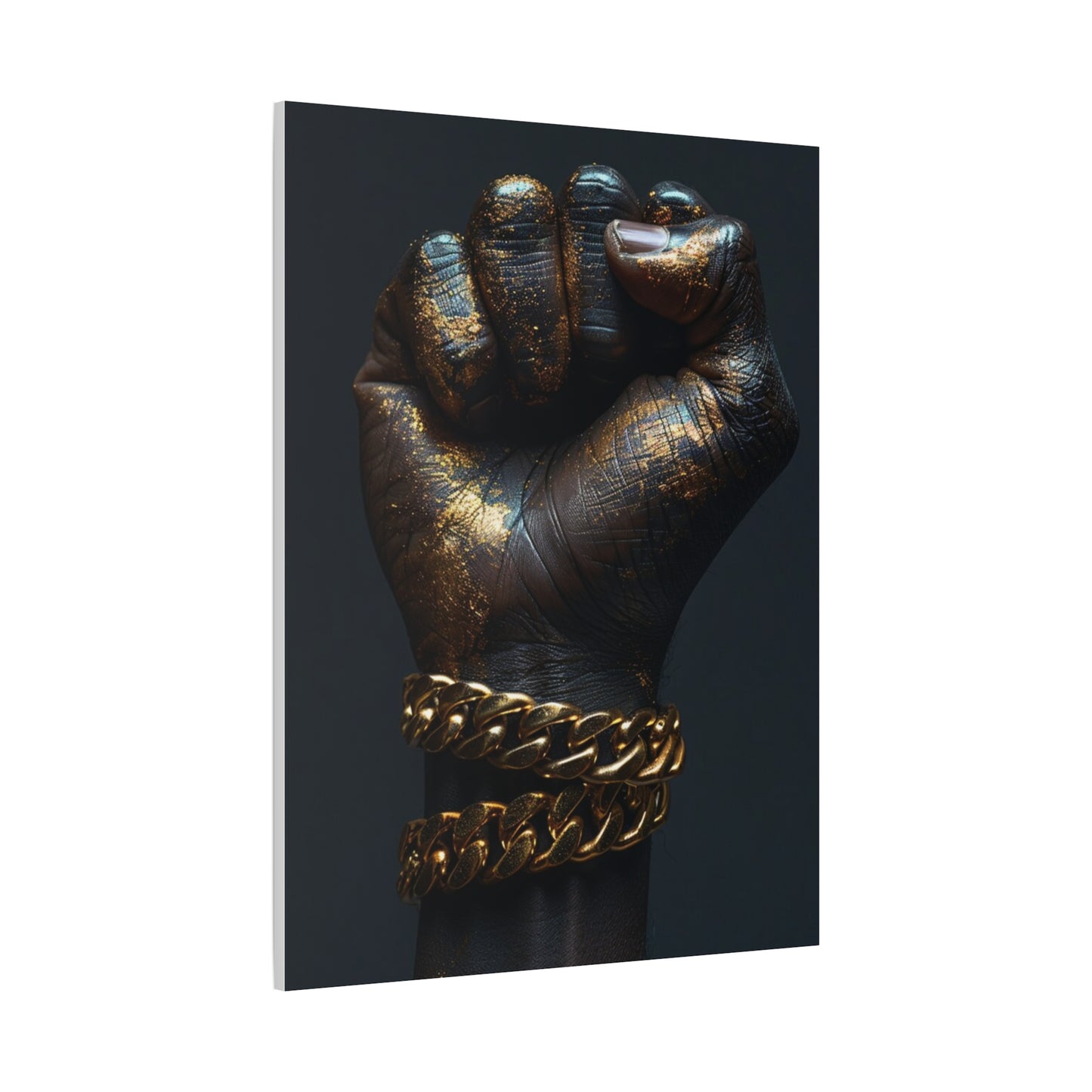 Black And Gold Power Black Man Fist Matte Canvas, Stretched, 1.25"