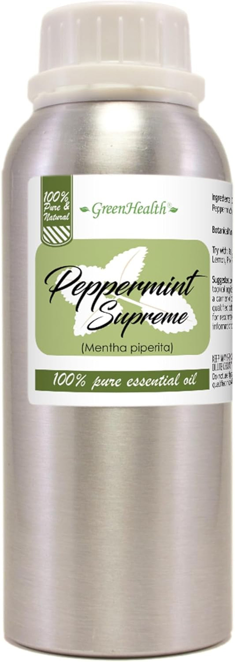 Peppermint Essential Oil (Mentha Piperita) – 8 Fl Oz (237 Ml) Aluminum Bottle W/Plug Cap – 100% Pure Essential Oil – TLBH