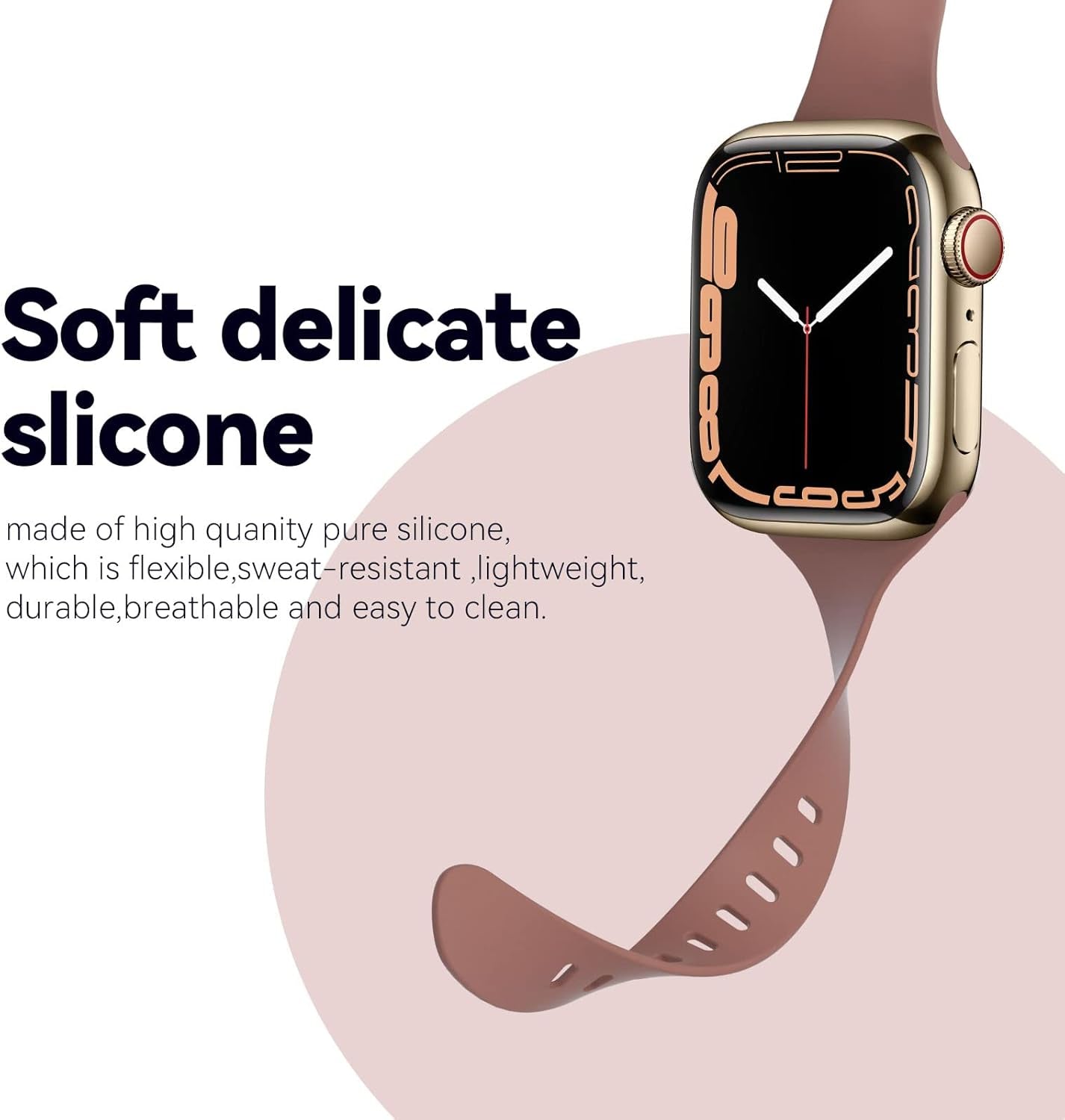 Silicone Sport Band, Compatible with Apple Watch Series 7/6/5/4/3/2/1/SE 38Mm 40Mm 41Mm 42Mm 44Mm 45Mm, Black, Unisex-Adults
