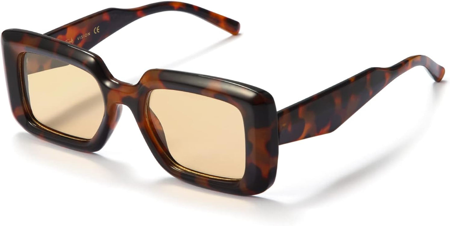 Rectangle Sunglasses Men Tinted Polarized Big Square Retro 90S Vintage Y2K Glasses for Women UV Protection