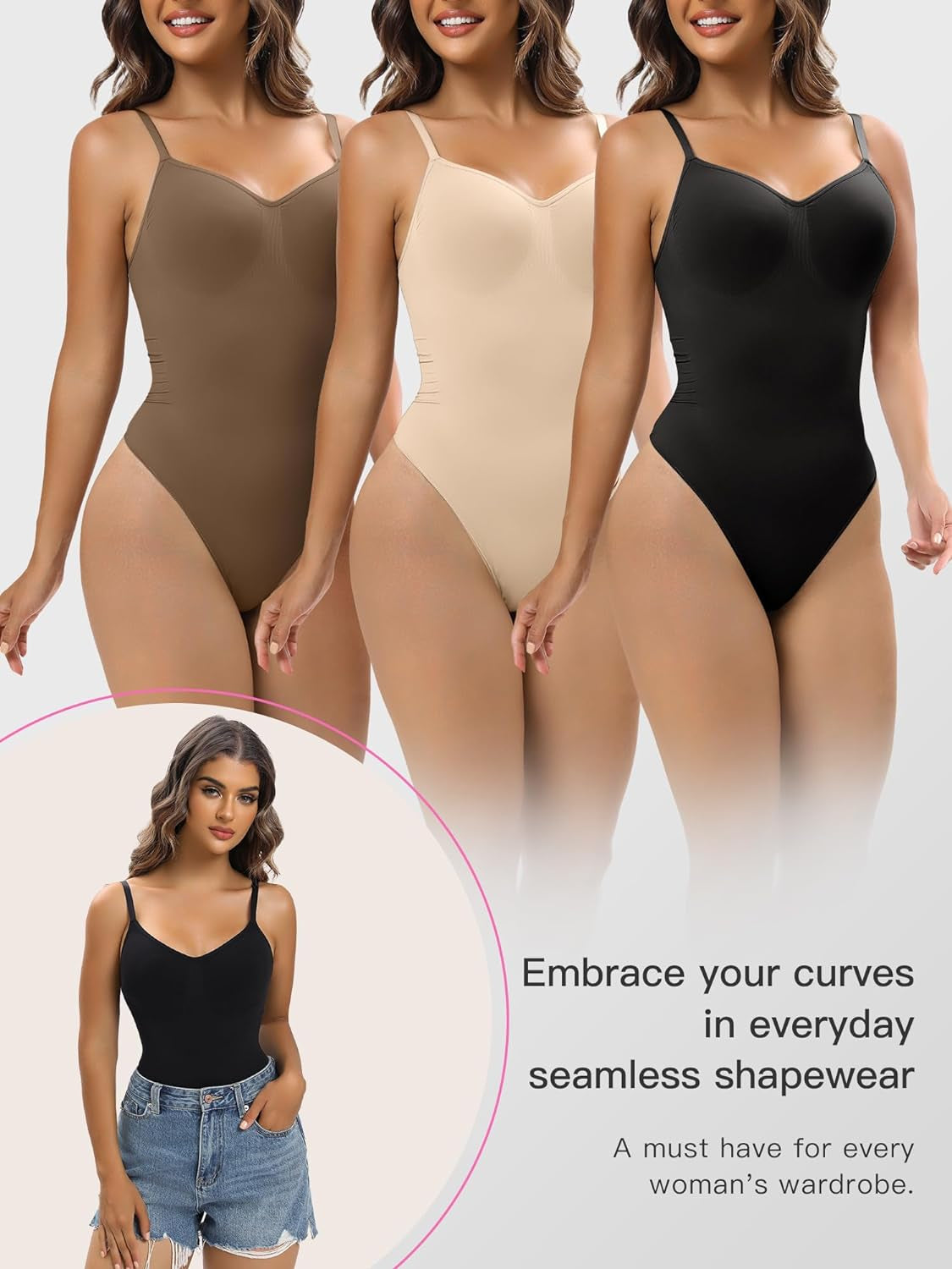 Women Shapewear Tummy Control Bodysuit Seamless Sculpting Snatched Waist Body Suit Thong or Brief