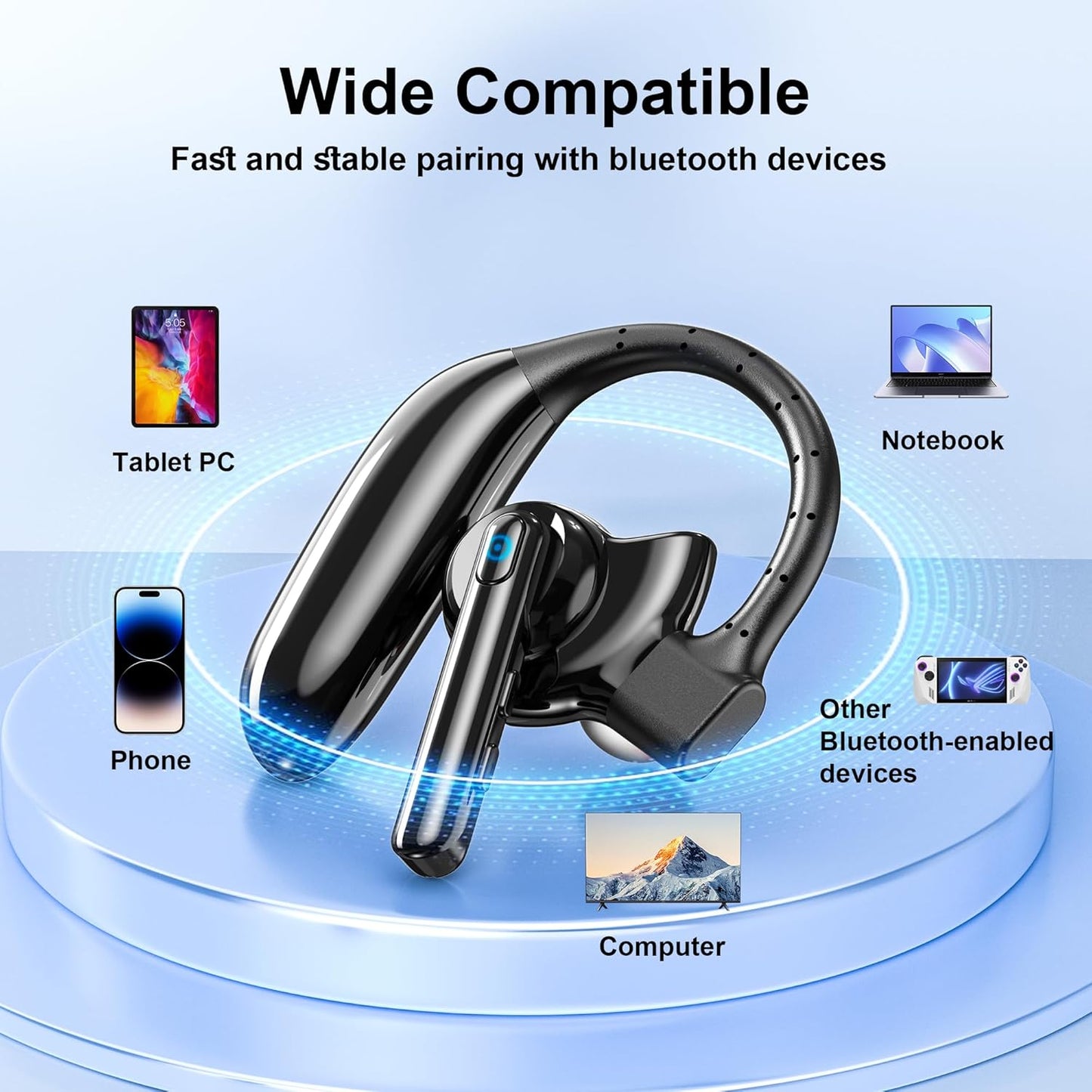 Bluetooth Headset Dual-Mic V5.4 Wireless Bluetooth Earpiece Noise Canceling Hands-Free Headphones 14 Hours Talking Time 140H Standby for Cell Phones Iphone Android Trucker,Office,Driving,Business TRUCK DRIVER
