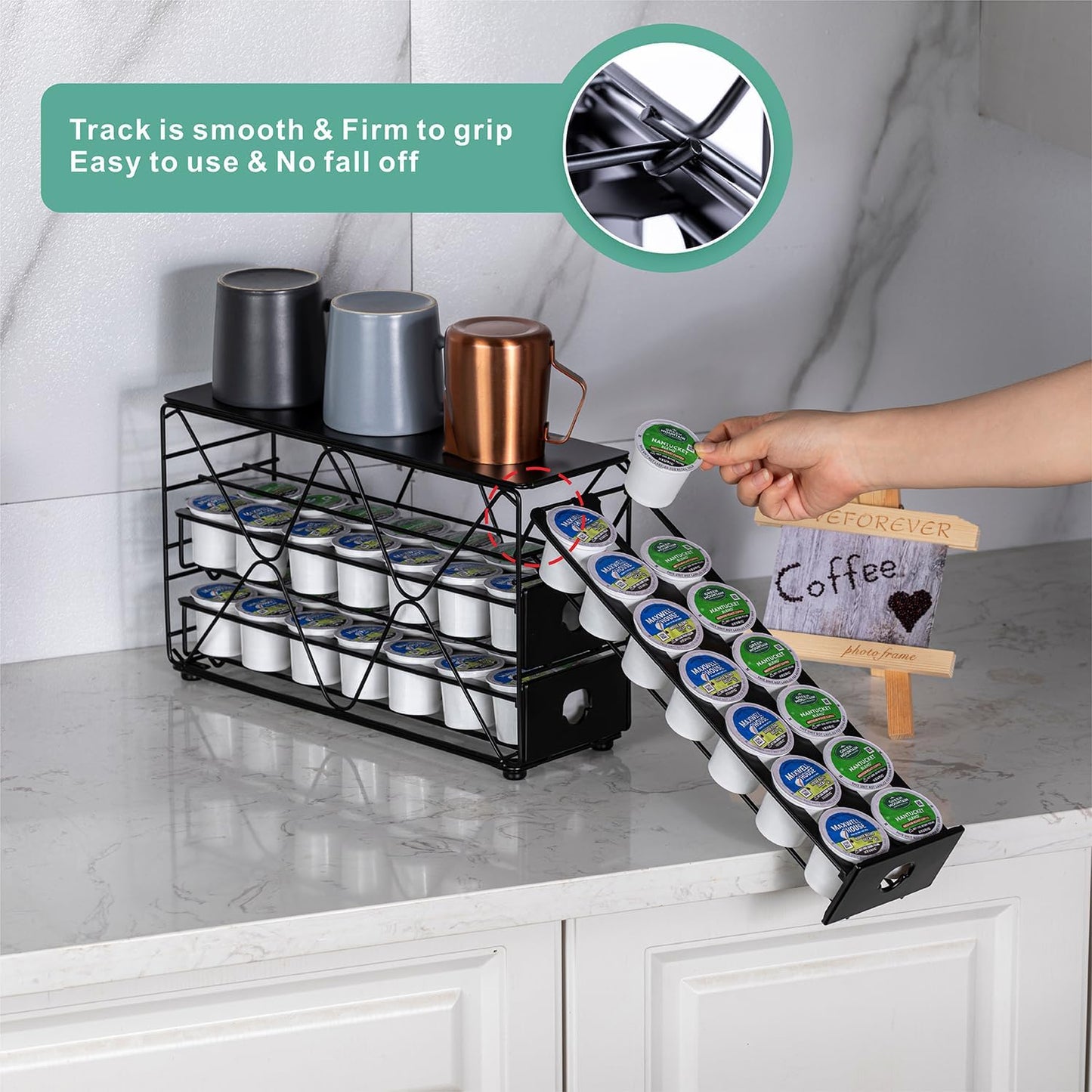 K Cup Holder 3 Tier Coffee Pod Holder for K Cup Organizer save Space Countertop Kitchen (42 Pods Capacity)