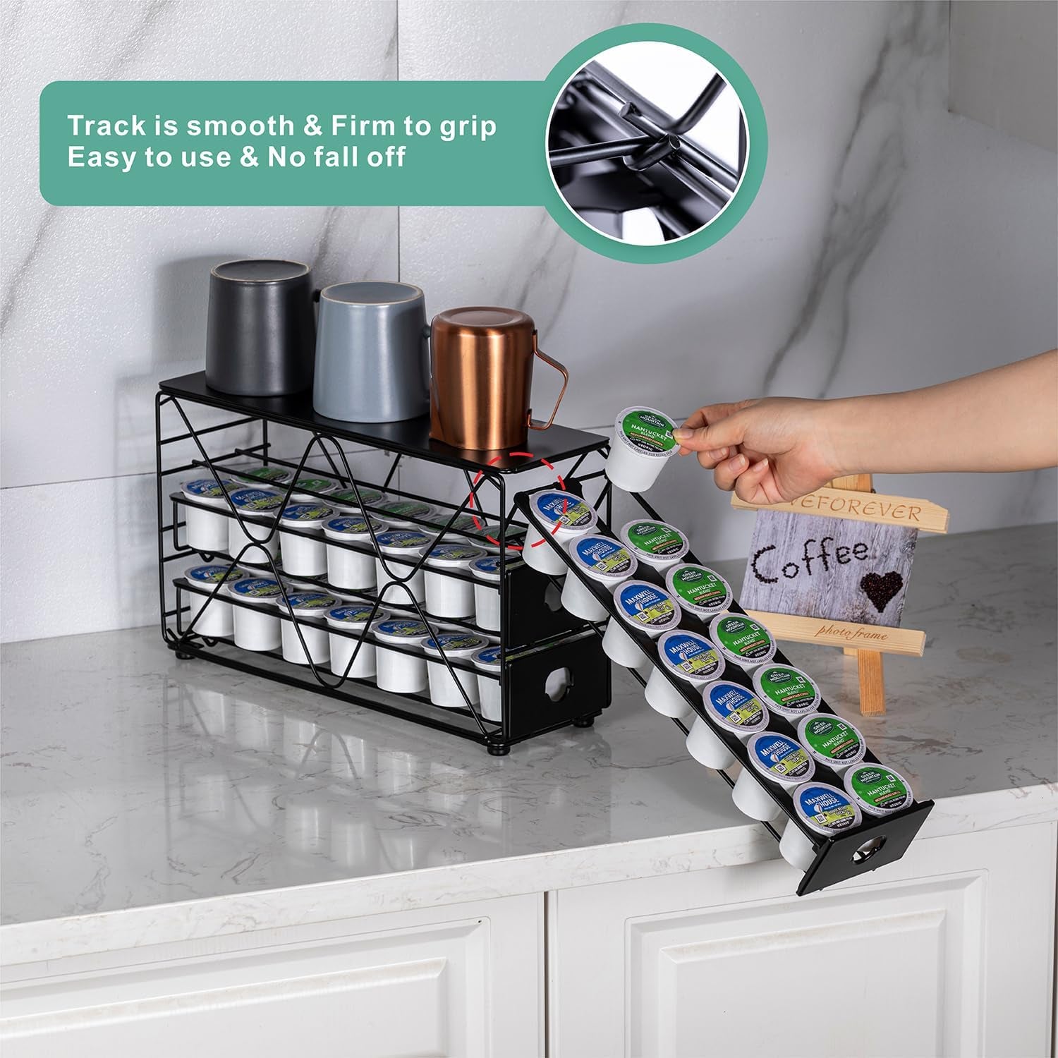 K Cup Holder 3 Tier Coffee Pod Holder for K Cup Organizer save Space Countertop Kitchen (42 Pods Capacity)