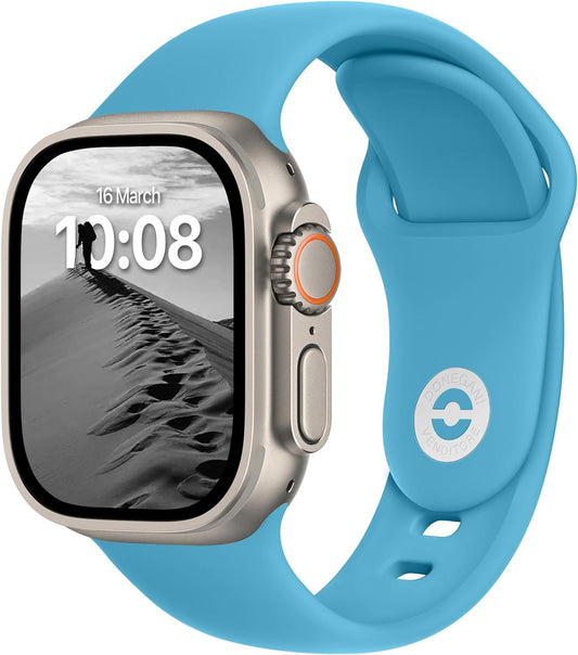 SB Sport Band Compatible with Apple Watch Bands Women Ultra Se 49Mm 45Mm 44Mm 42Mm 41Mm 40Mm 38Mm Men Series 9 8 7 6 5 4 3 2 1 Iwatch Strap Silicone Crystal Seas Blue