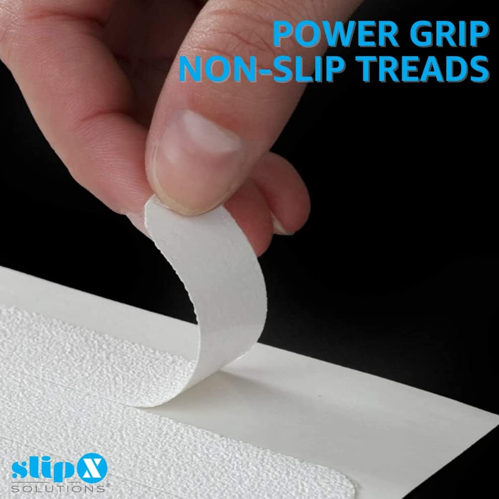 Adhesive Non-Slip Safety Treads for Bathtubs, Showers, Pools, Boats, Stairs & More (12 Pieces, Reliable Grip, 7.5 X .75 Inch, White)