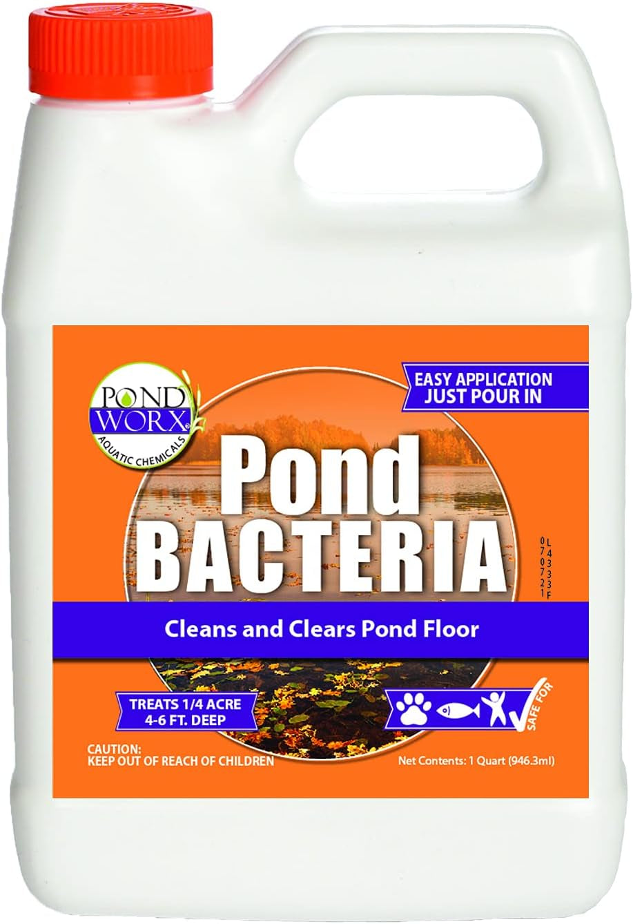 Pondworx Pond Bacteria - Concentrated & Formulated for Large Ponds, Water Features - Safe for Koi - 32Ounes & Treats up to a Quarter Acre Pond
