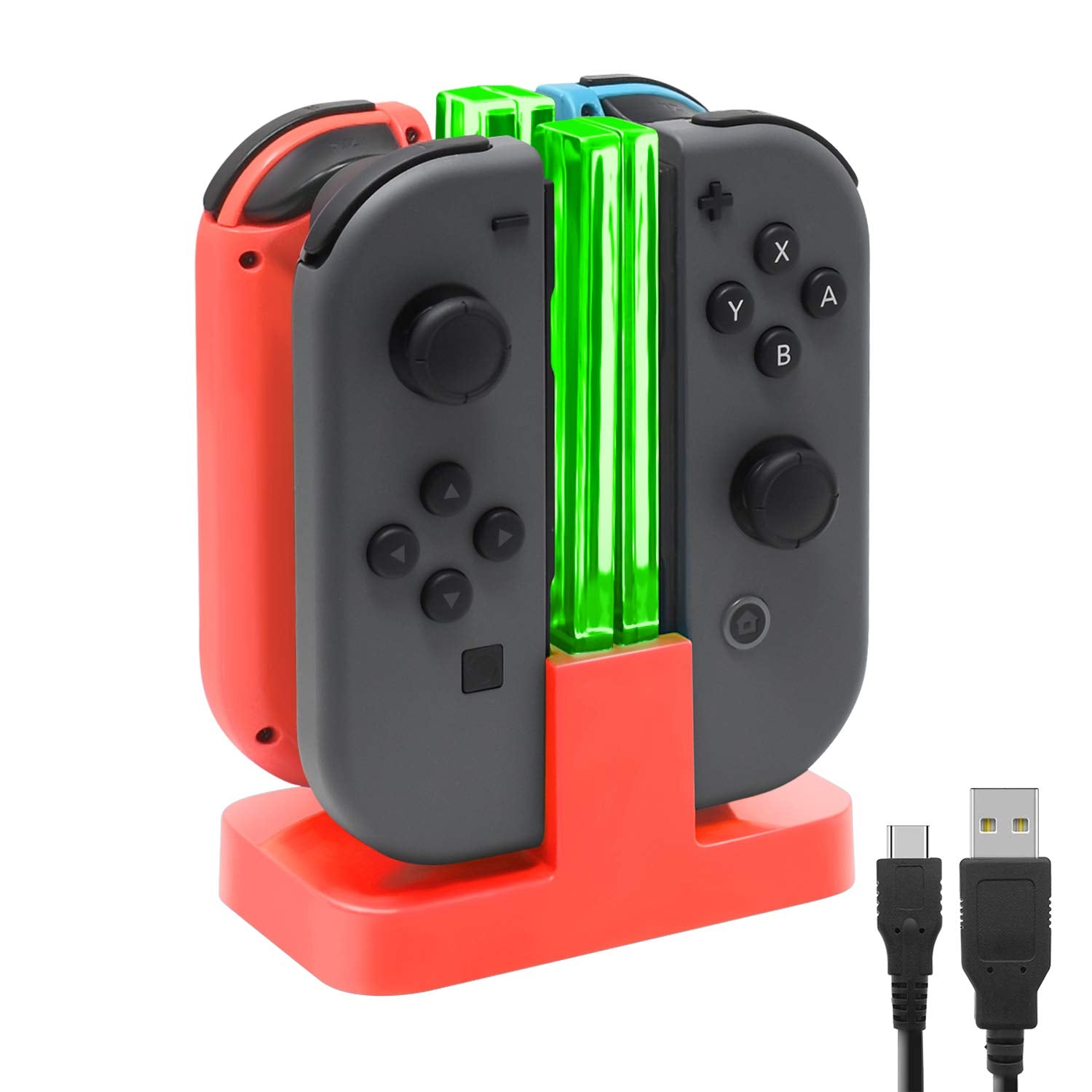 Charging Dock Compatible with Nintendo Switch for Joy Con & OLED Model Controller with Lamppost LED Indication, Charger Stand Station with Charging Cable