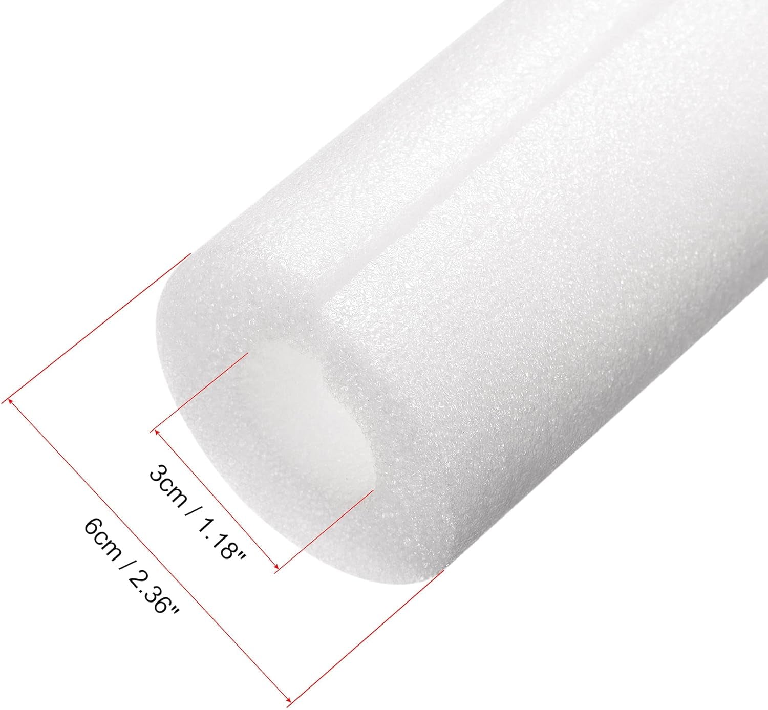Foam Tube Pipe Insulation Freeze Protection Cover 3.28 Ft Length 1.18In ID 2.36In OD Pipe Insulation Kits White 2 Pack